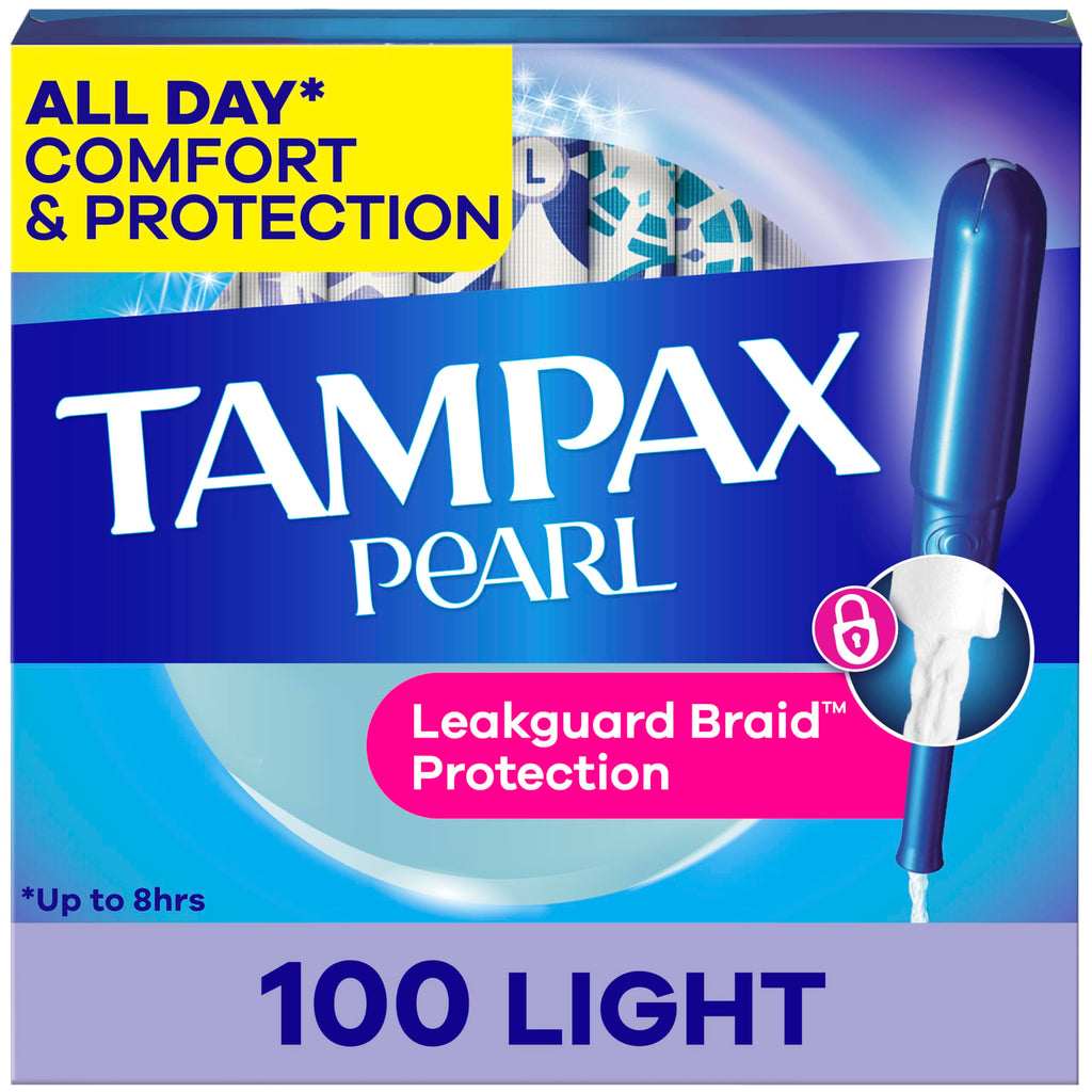 Tampax Pearl Tampons for Women, with LeakGuard Braid, Light Absorbency, Unscented

