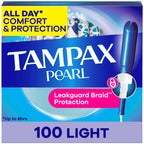 Tampax Pearl Tampons for Women, with LeakGuard Braid, Light Absorbency, Unscented

