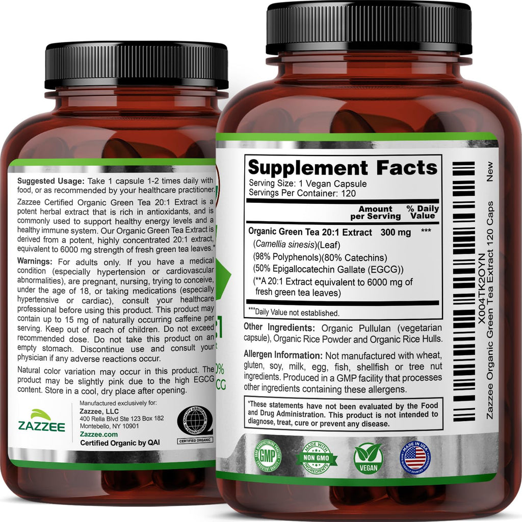 Zazzee Green Tea Extract Dietary Supplement

