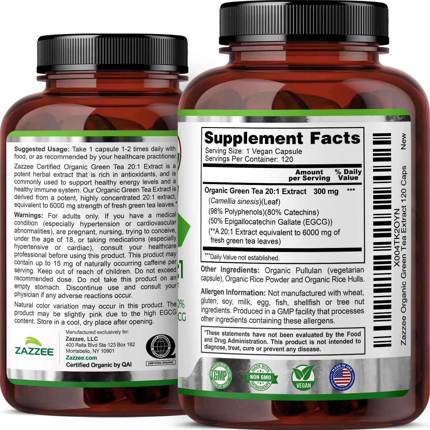 Zazzee Green Tea Extract Dietary Supplement

