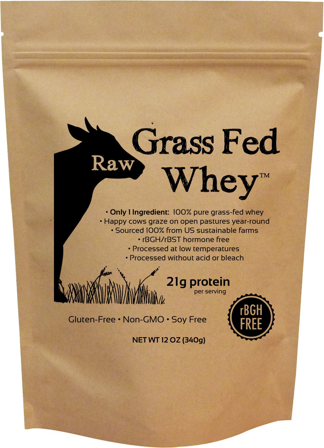 Raw Grass Fed Whey Protein Powder Unflavored 1 Ingredient