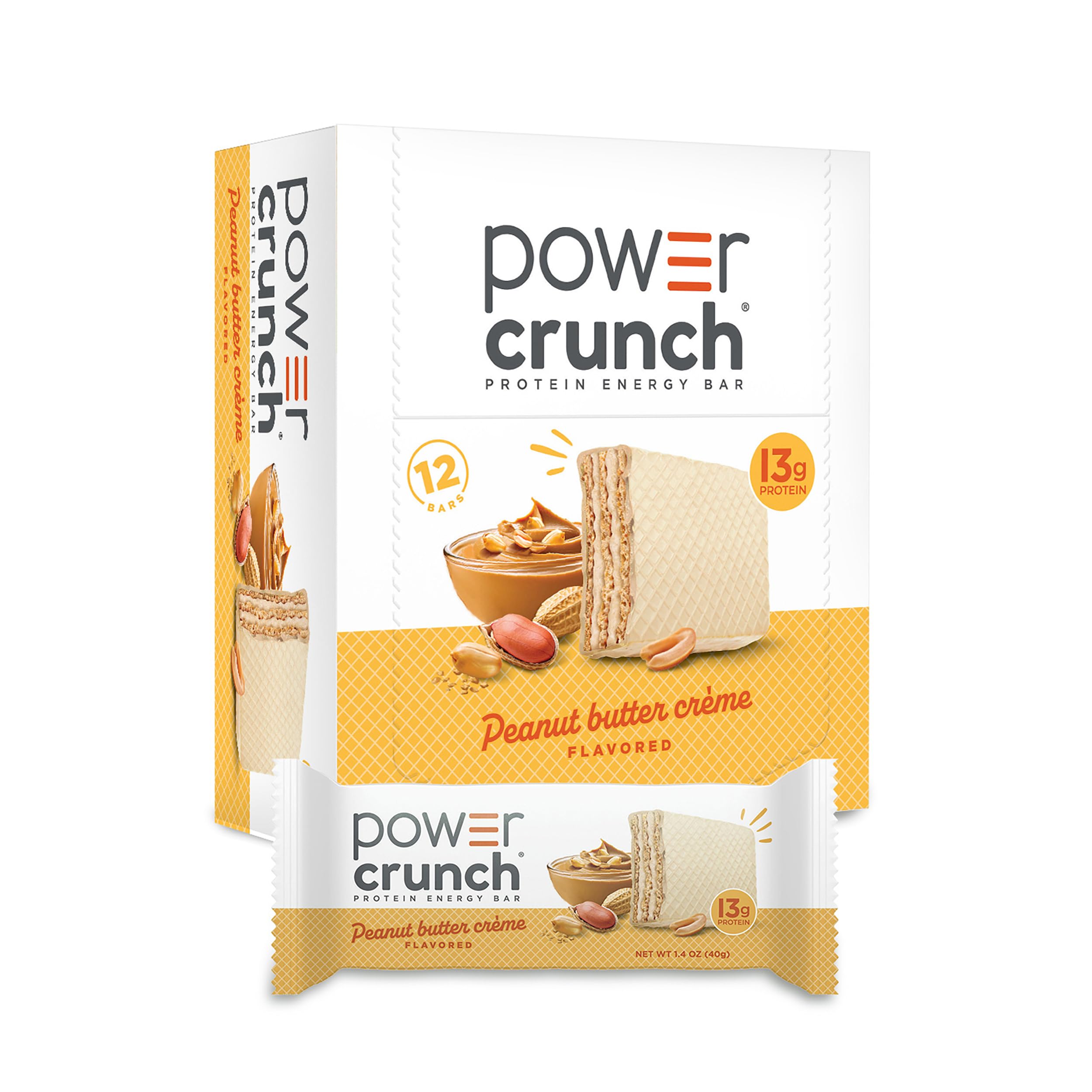 Power Crunch Protein Energy Wafer Bars Peanut Butter Creme, 1.4 Ounce (12 Count)