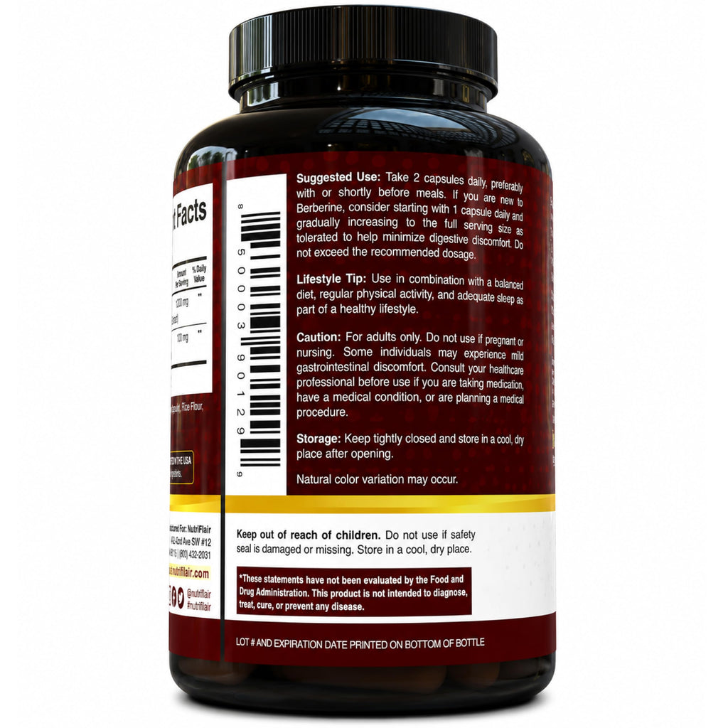 NutriFlair Berberine HCl with Cinnamon Capsules

