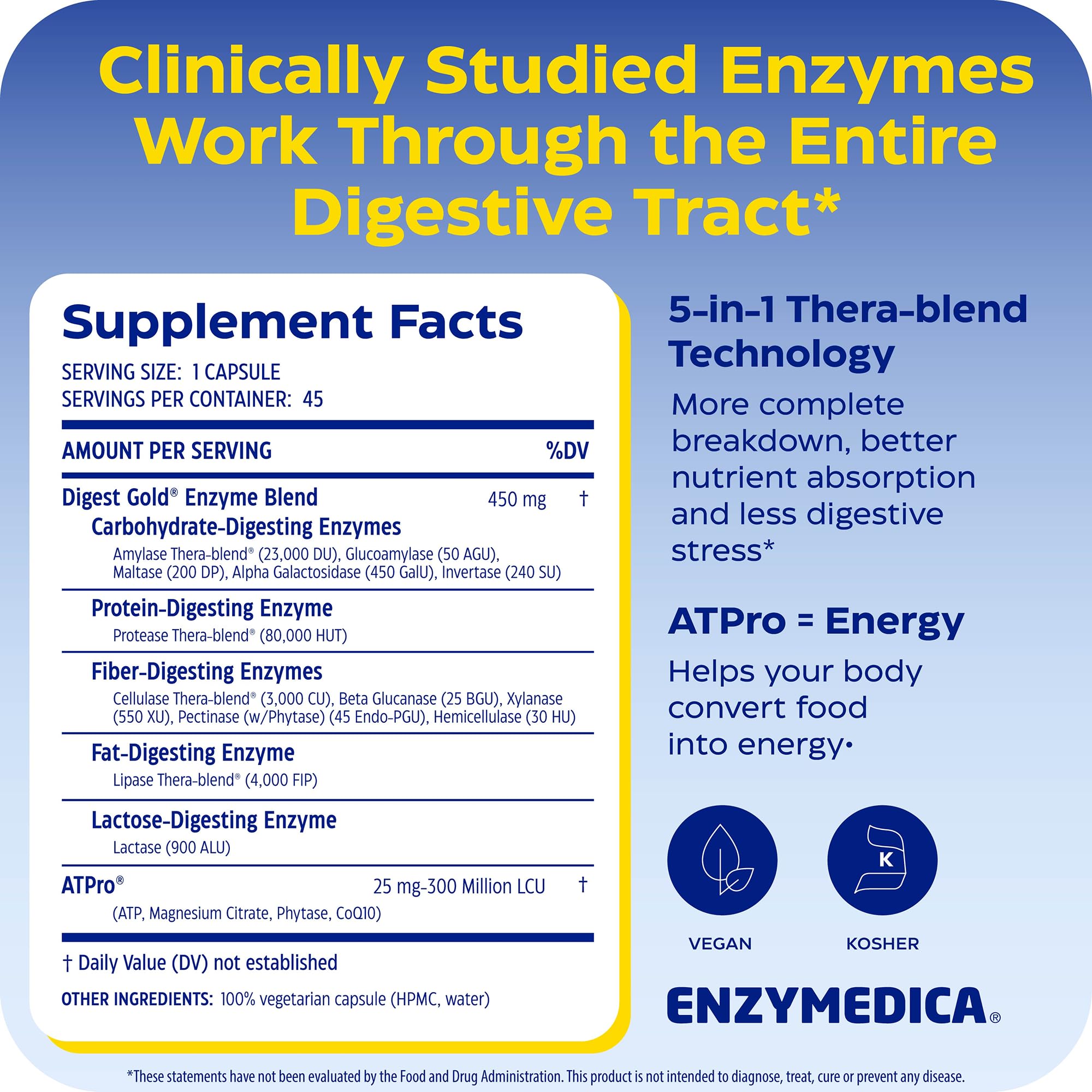 Enzymedica Digest Gold Digestive Enzyme Supplement

