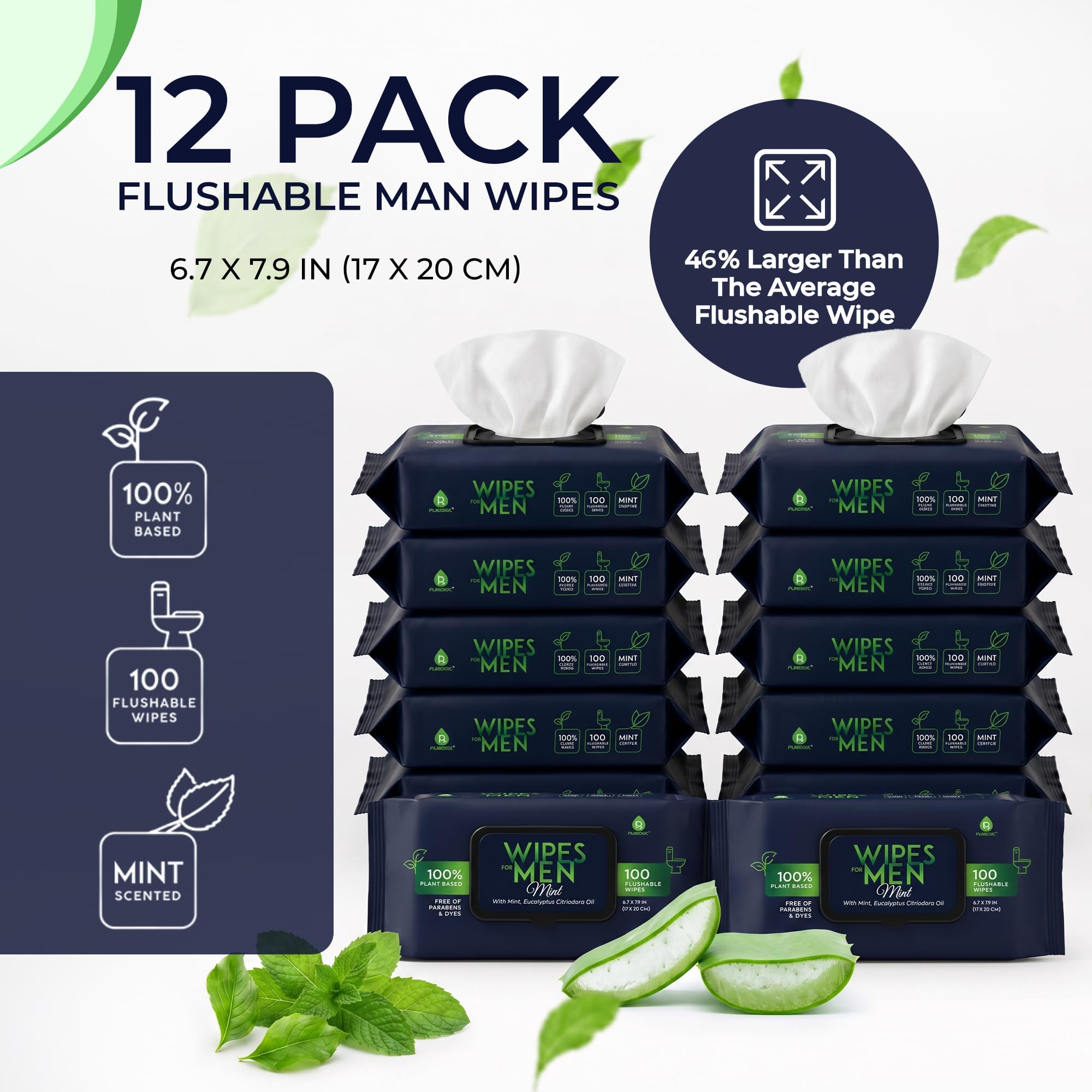 Pursonic Men Wipes - Flushable Plant-Based Alcohol-Free

