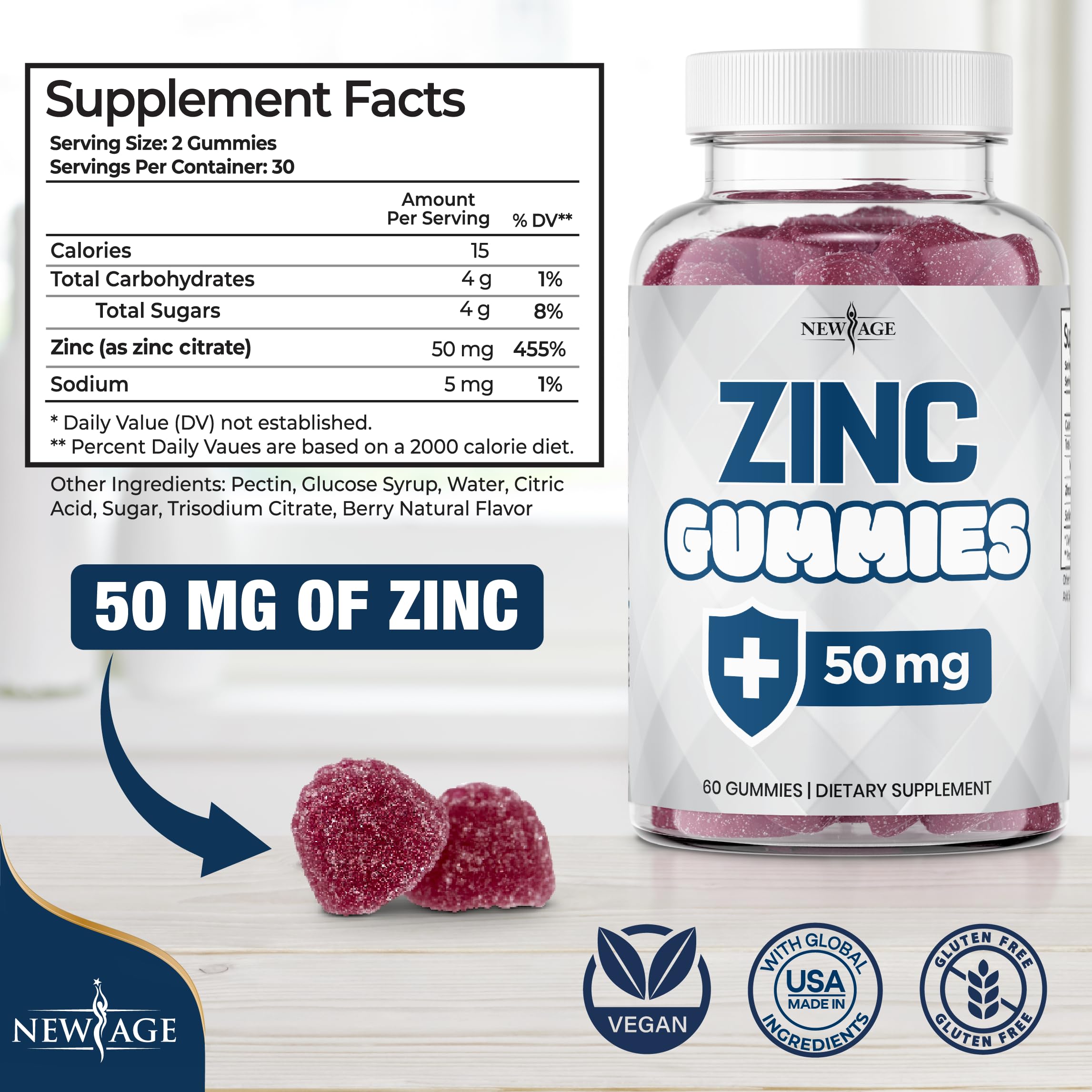 New Age Zinc Gummies for Immune Support | Non-GMO

