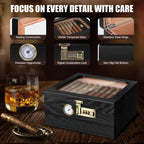 Tesonway Cedar Cigar Humidor with Glass Top

