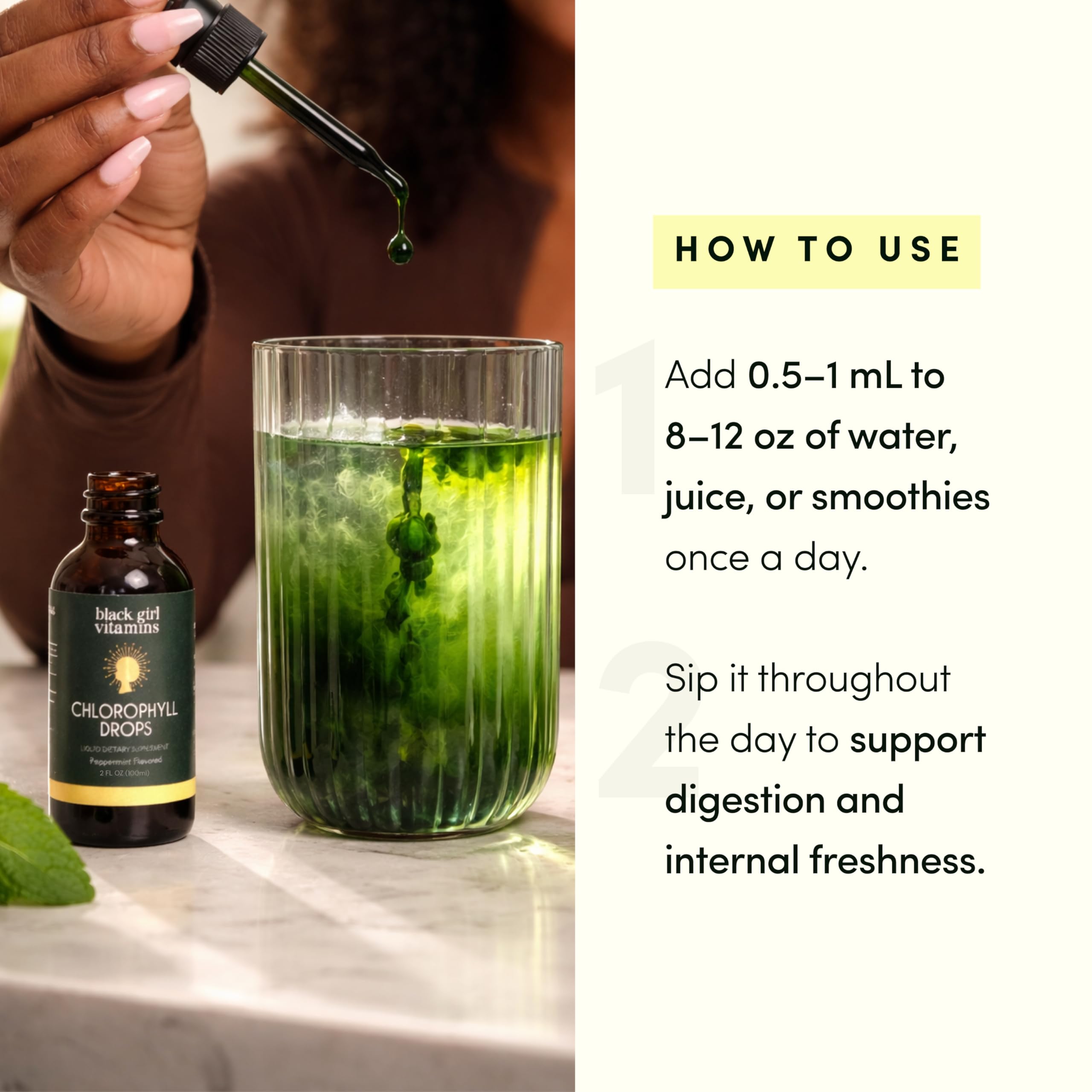 Liquid Chlorophyll Drops Plant-Based Digestive Skin Support

