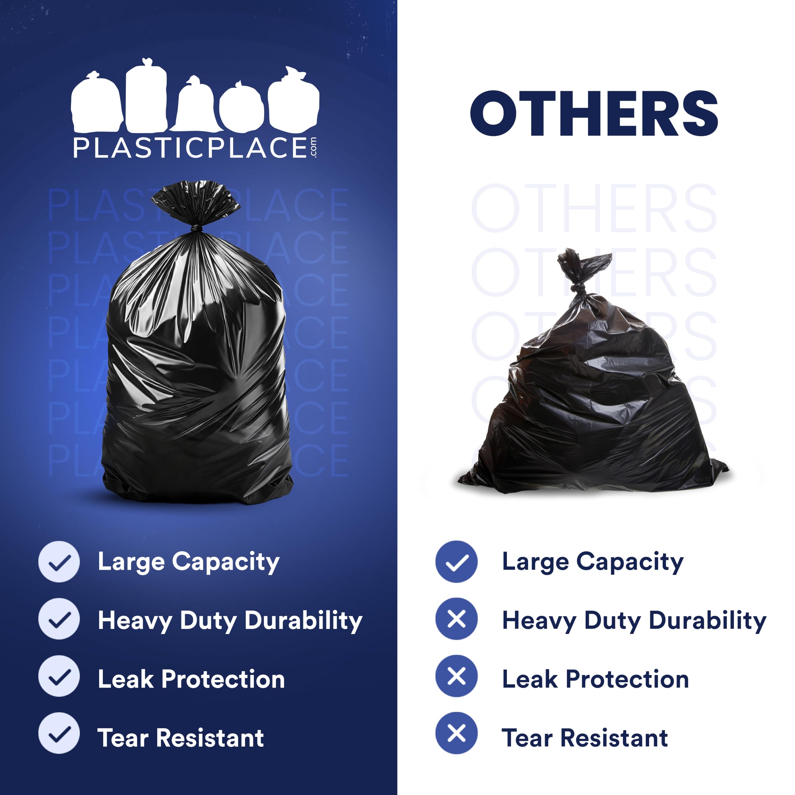 Plasticplace Heavy Duty Trash Bags for Contractors


