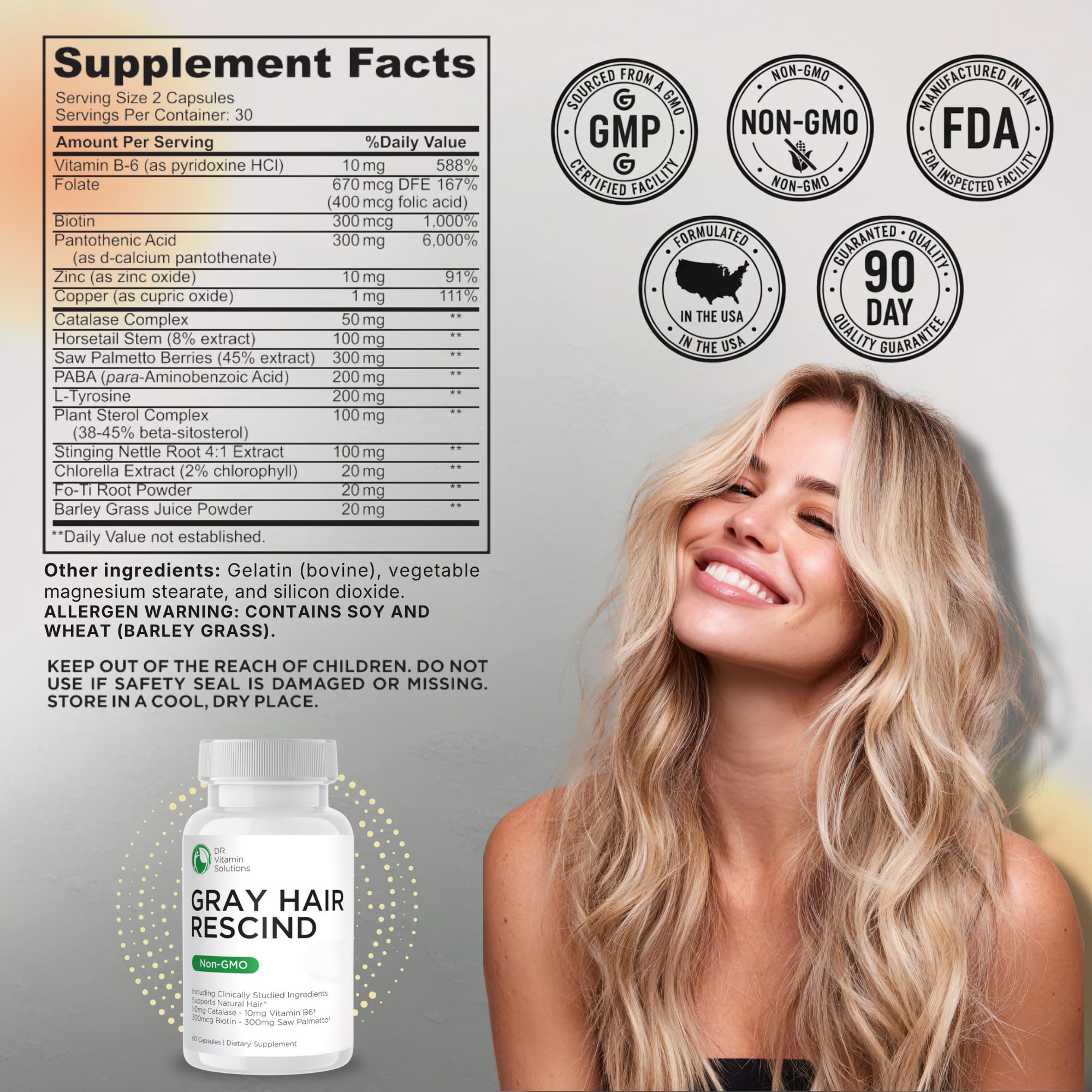 Gray Hair Rescind with Catalase - Hair Vitamins

