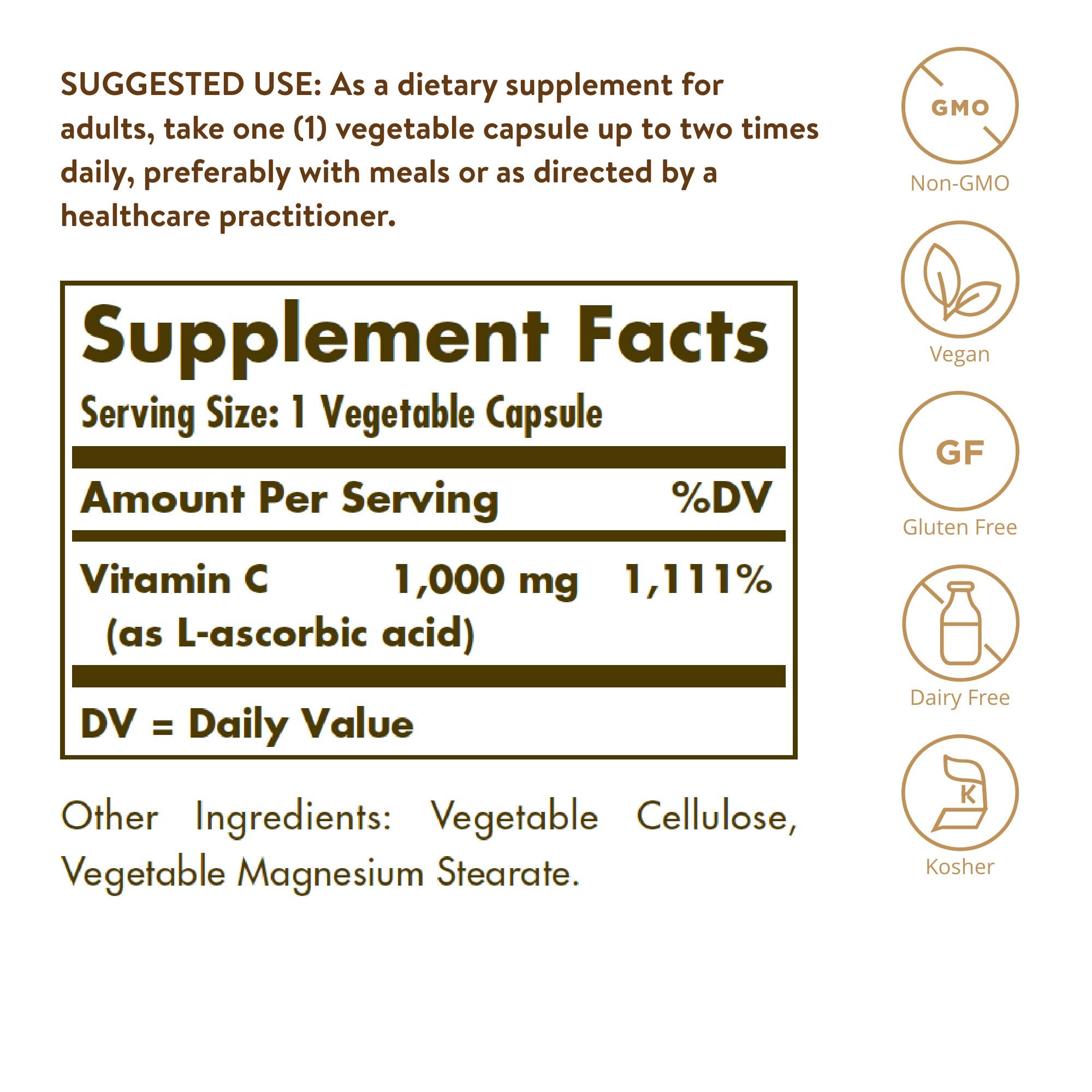 Solgar Vitamin C 1000 mg Vegetable Capsules | Immune Support

