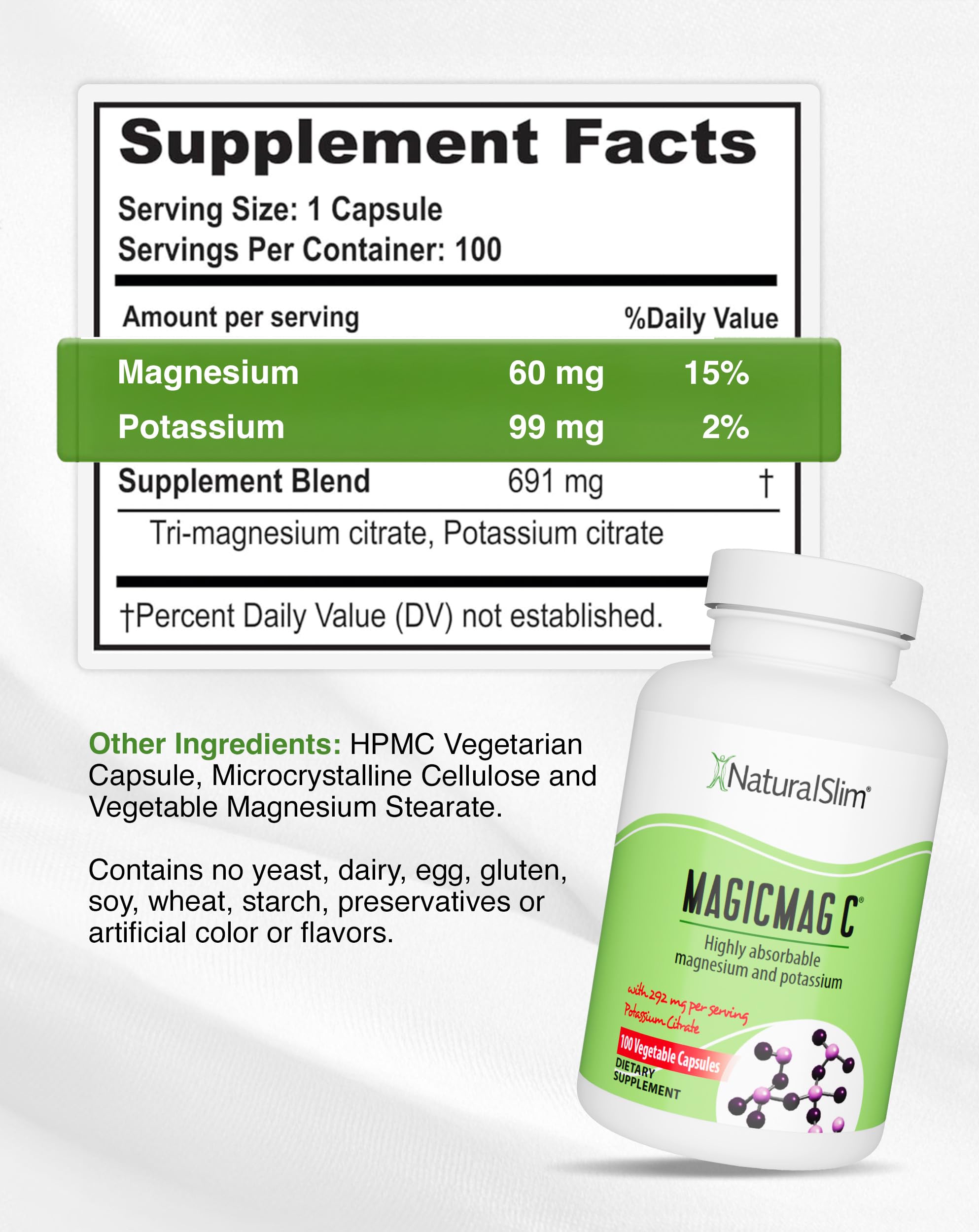 Magnesium Citrate Capsules by NaturalSlim - MagicMag C

