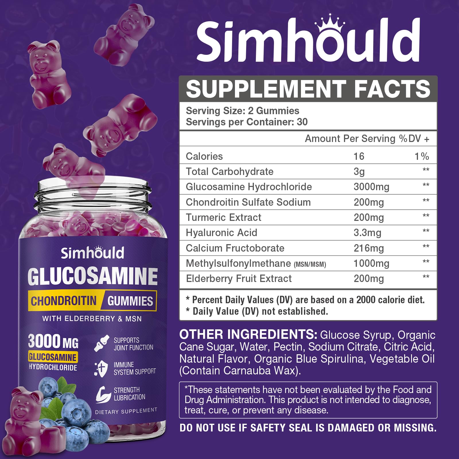 Simhould Glucosamine Chondroitin Gummies – Joint Support

