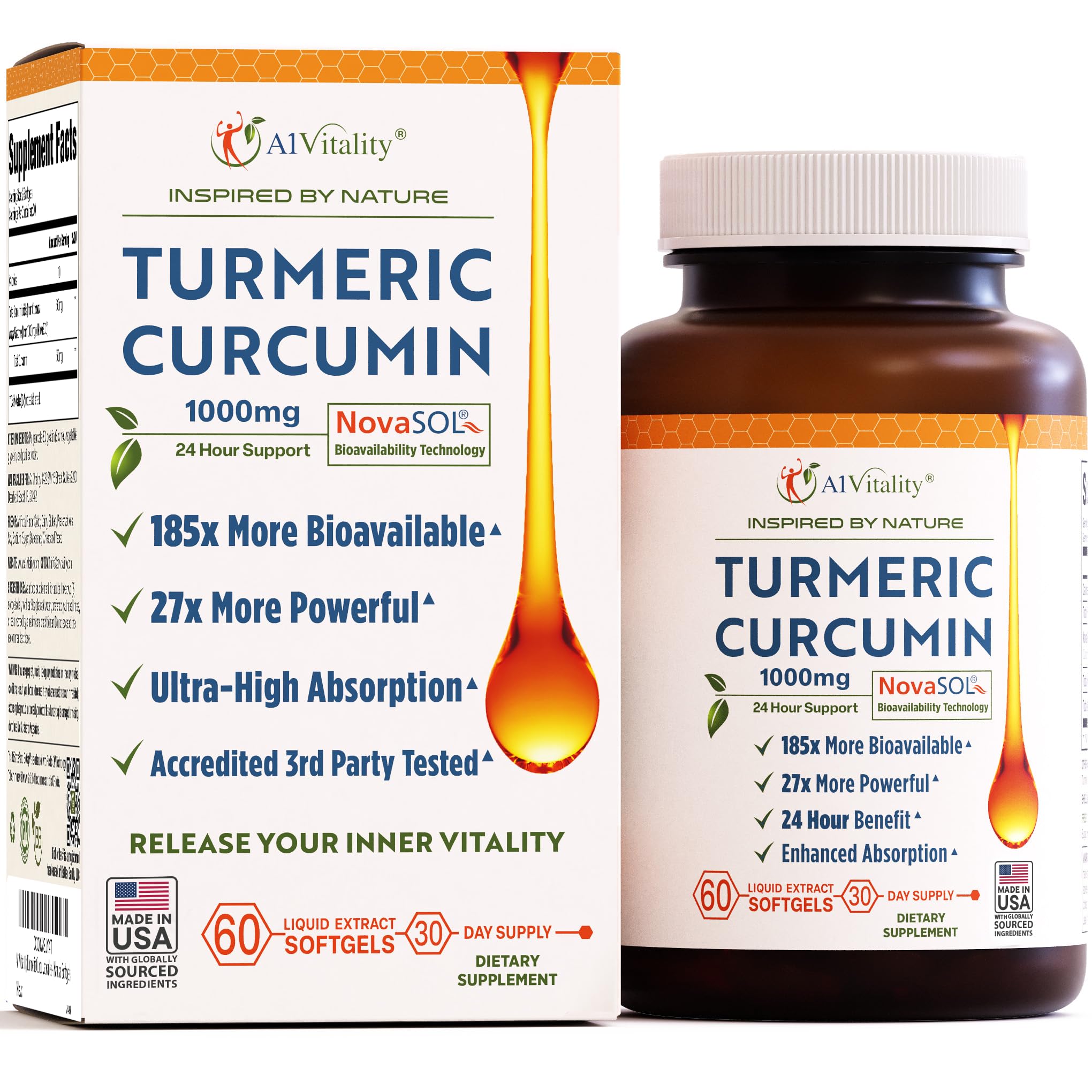 A1Vitality NovaSOL Turmeric Curcumin 1000mg Softgels

