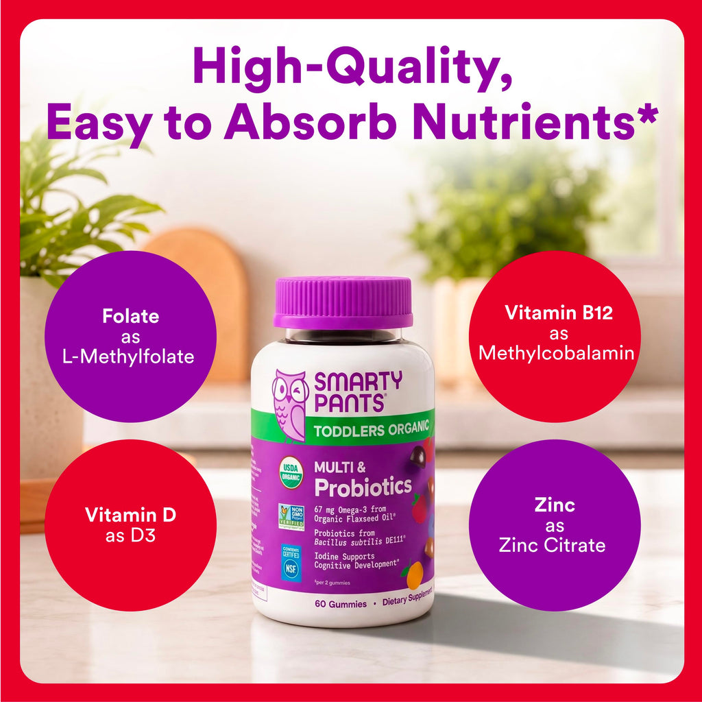 SmartyPants Organic Toddler Multivitamin Gummies | Gluten Free

