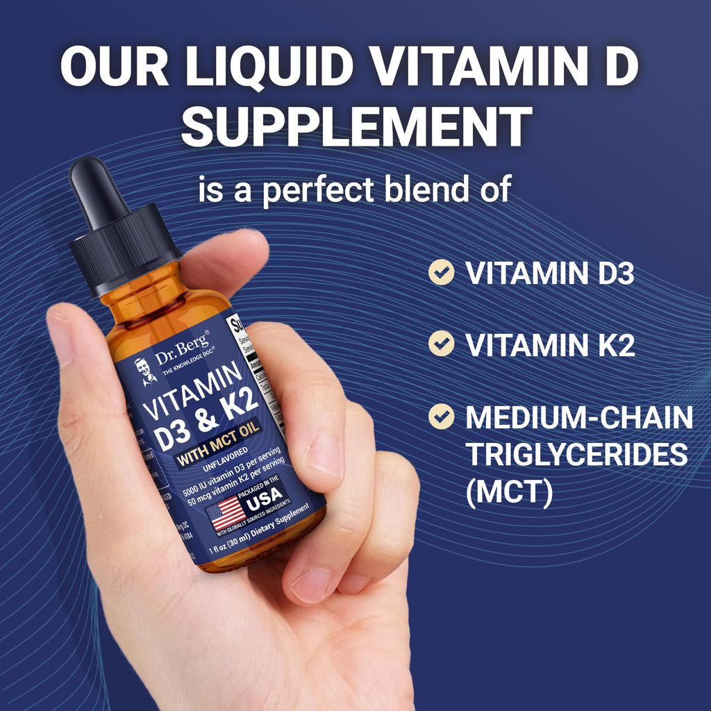 Dr. Berg D3 K2 Liquid Drops with MCT – 5000 IU

