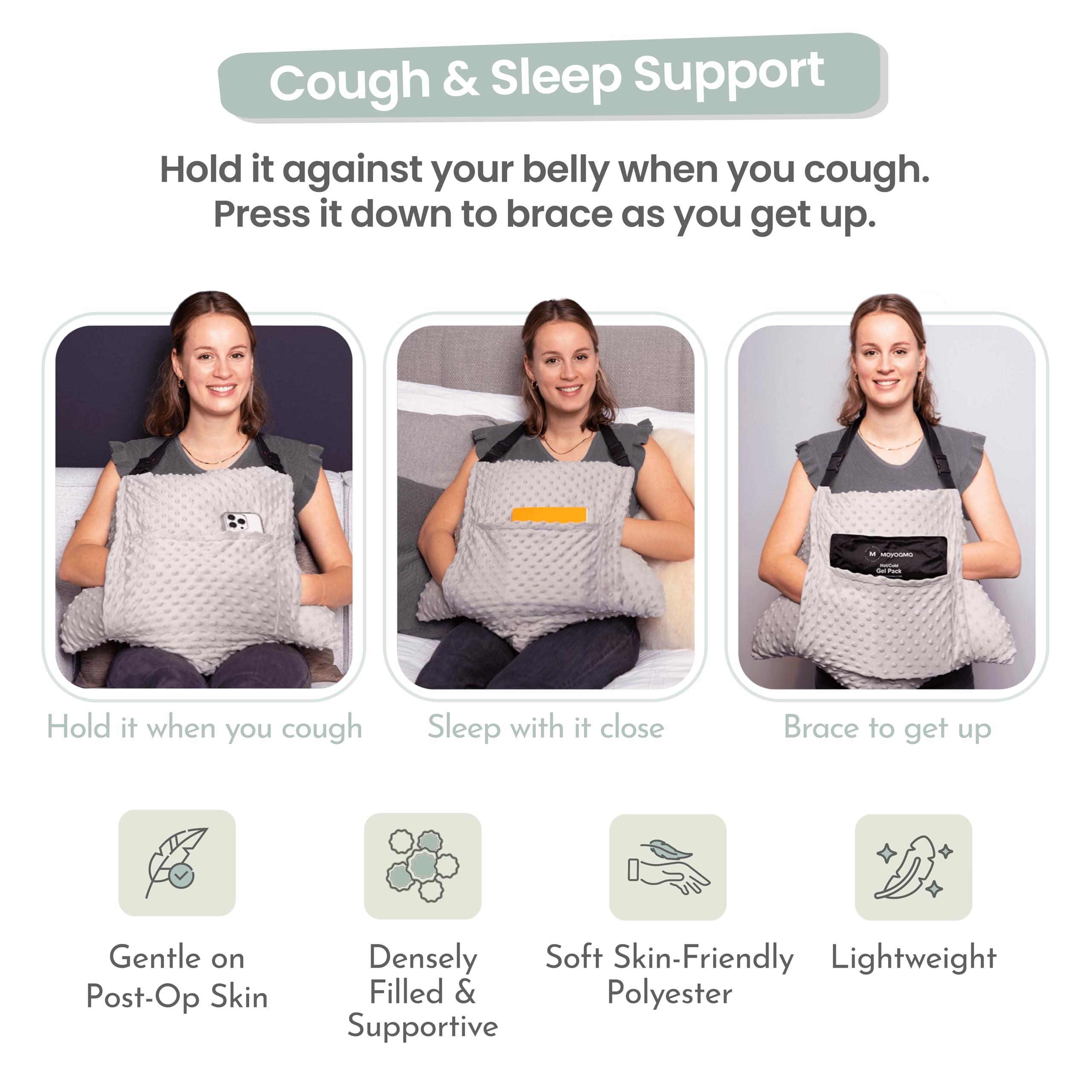MOYOAMA 2 Pcs Hysterectomy Pillow Set with Gel Pack

