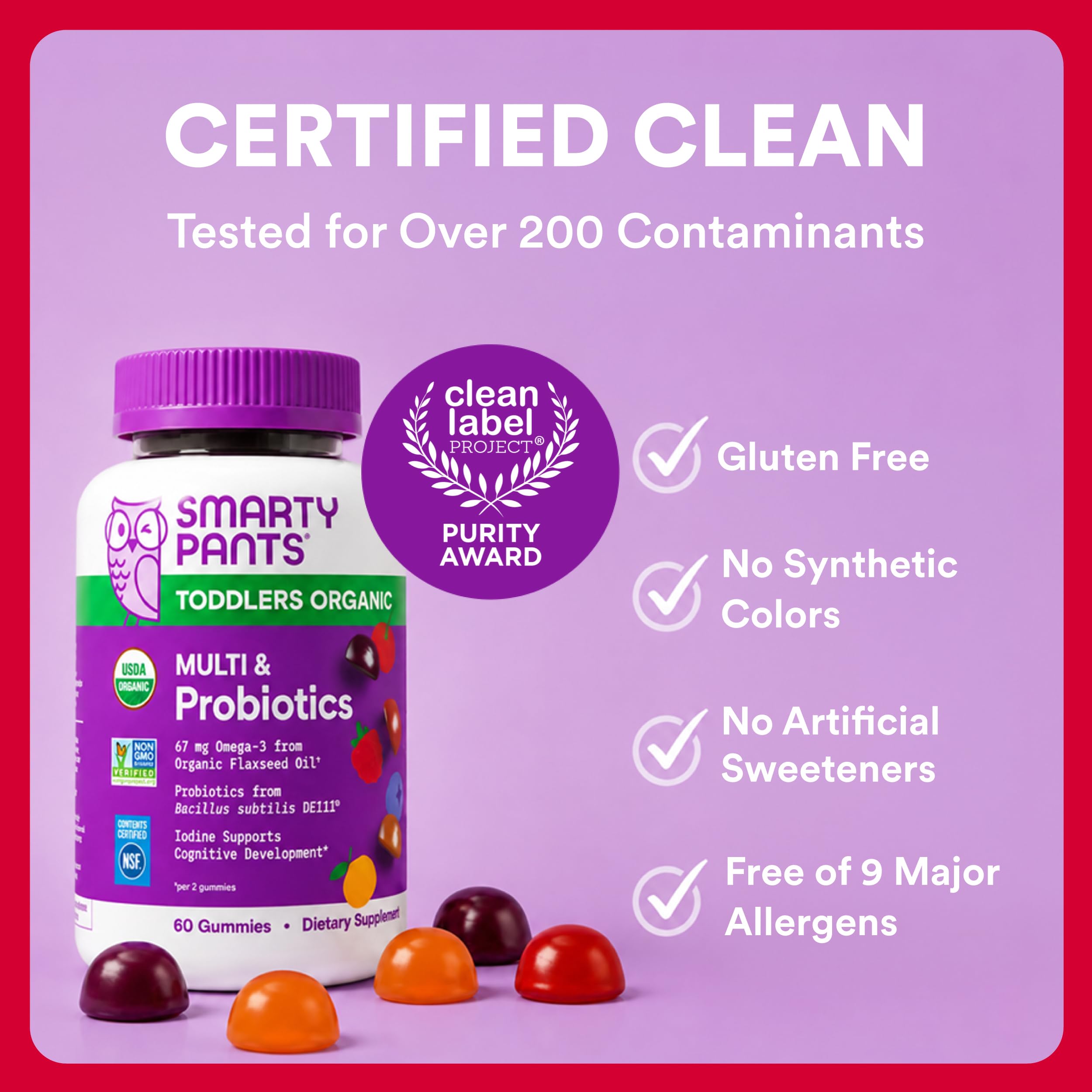 SmartyPants Organic Toddler Multivitamin Gummies | Gluten Free

