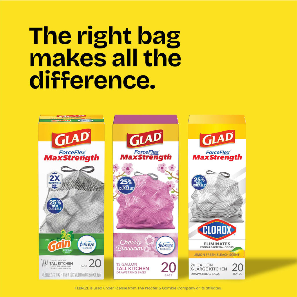 Glad ForceFlex MaxStrength Kitchen Trash Bags Durable


