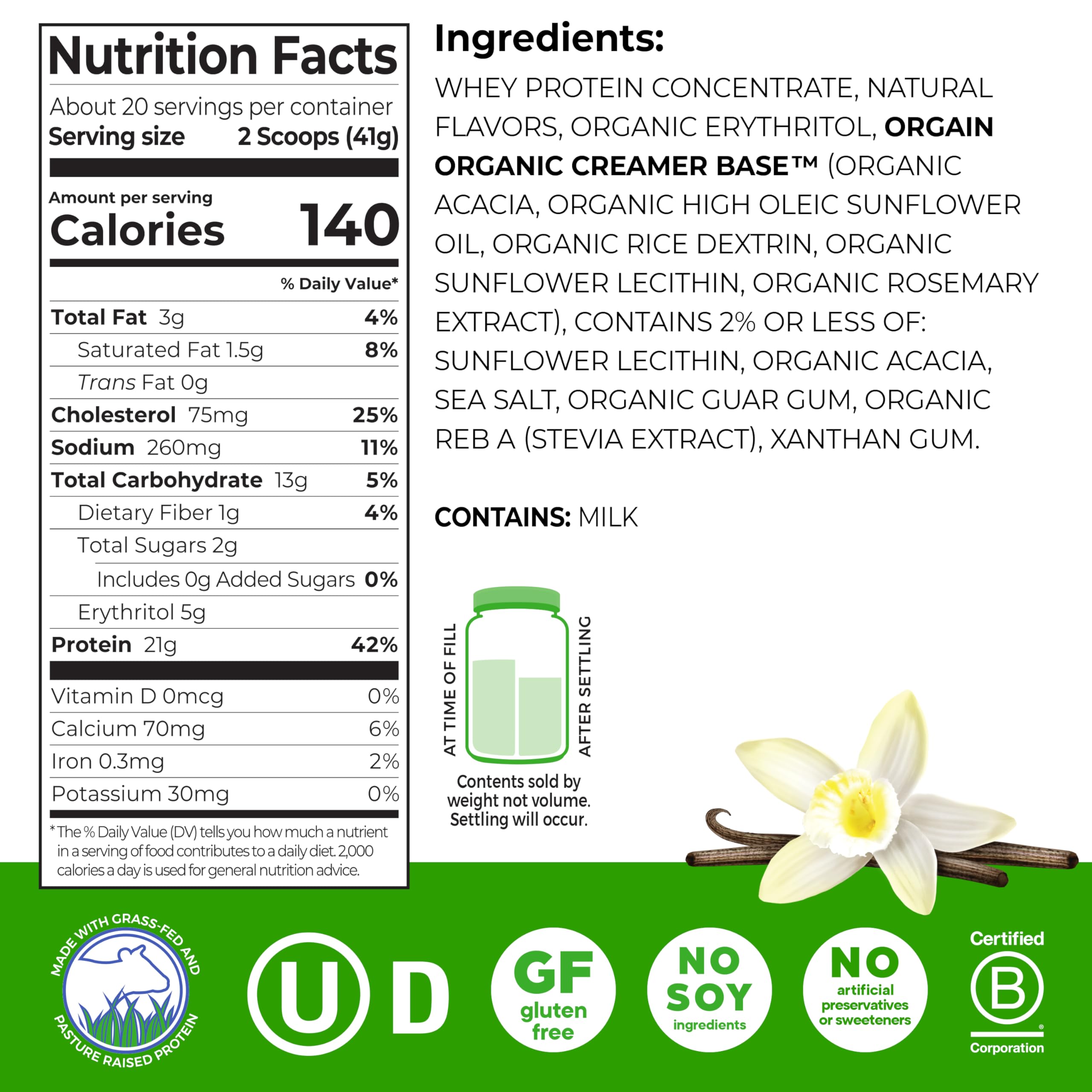 Orgain Grass-Fed Whey Protein Powder - 21g Protein

