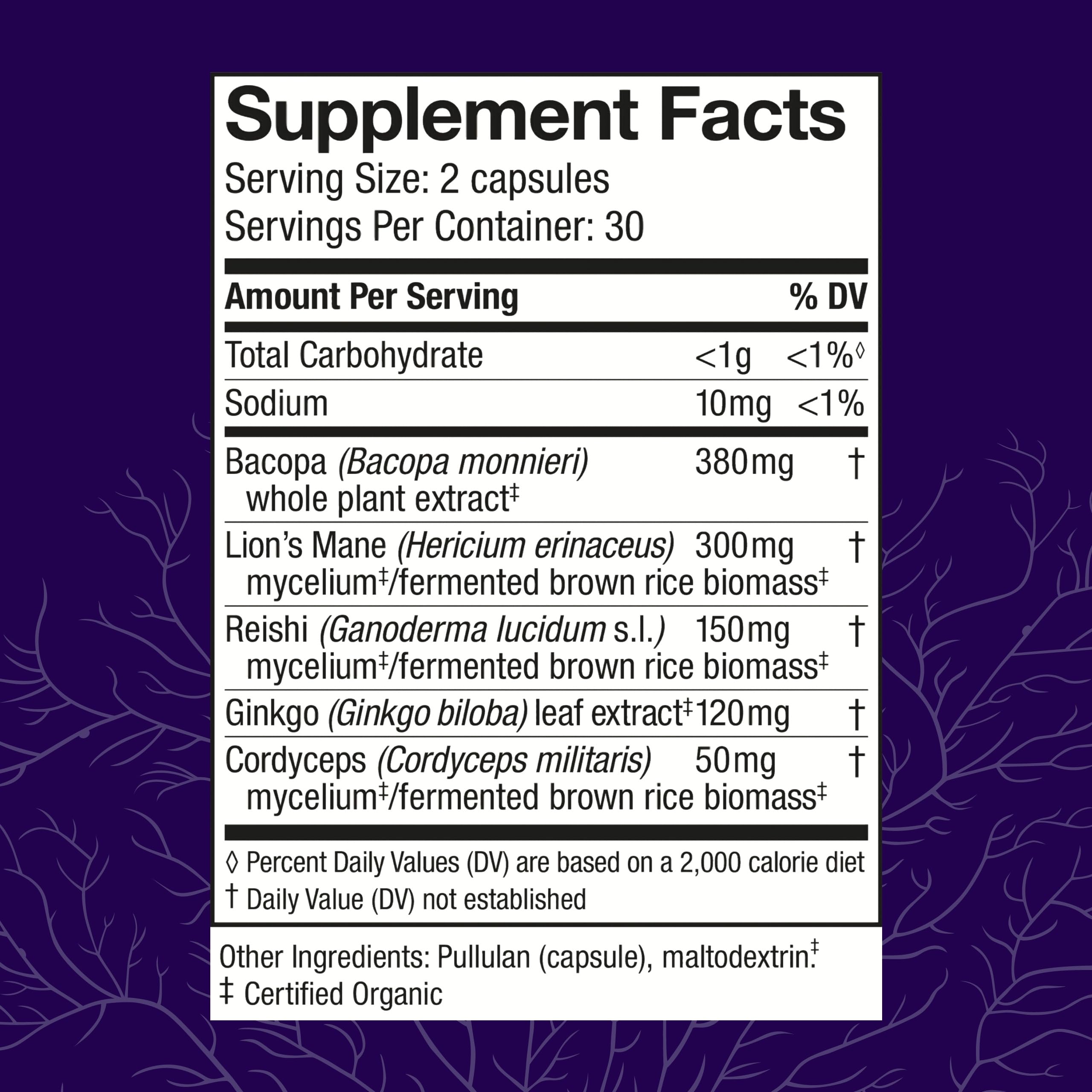 Brain Capsules by Host Defense – Lion's Mane, Reishi & Cordyceps

