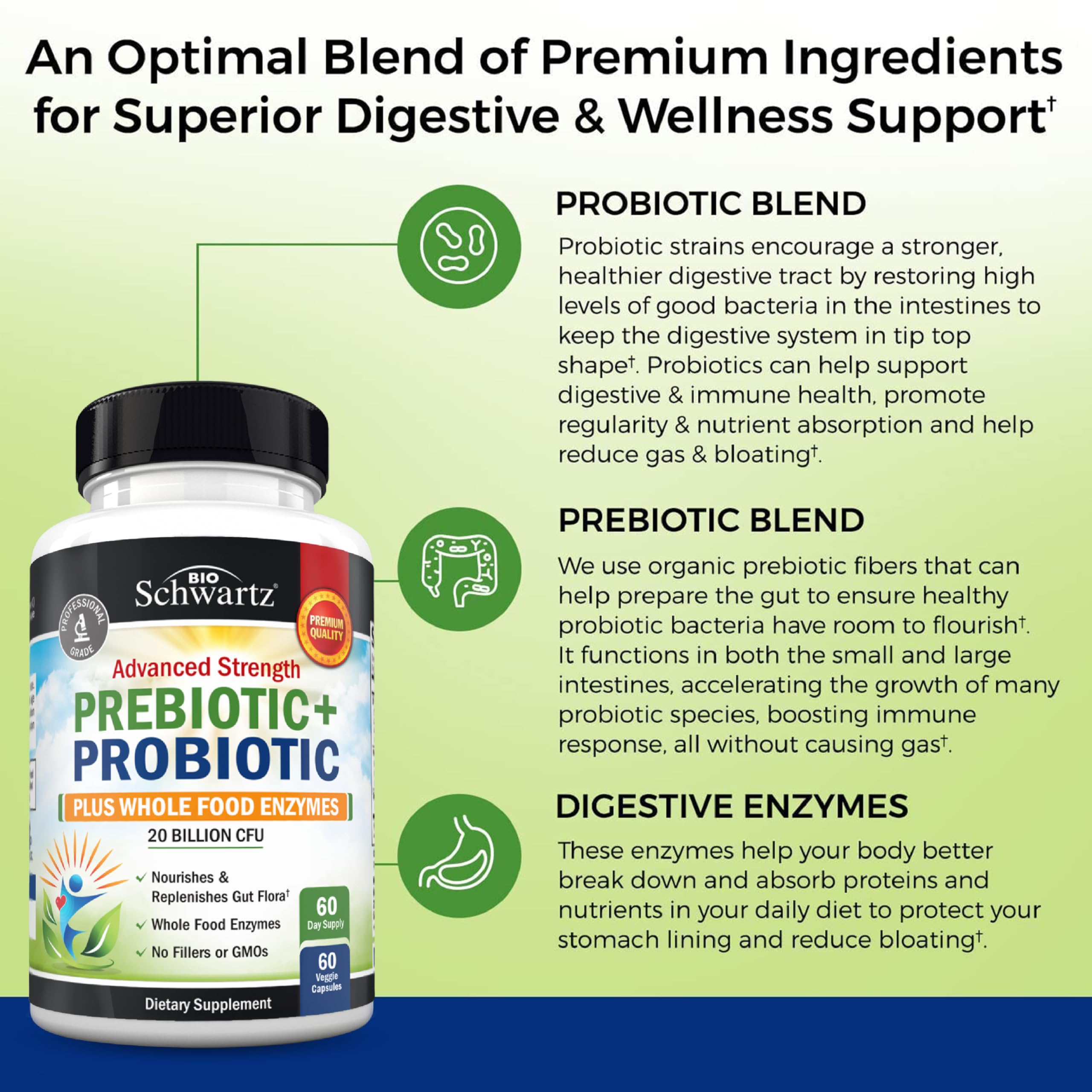 BioSchwartz Probiotic & Prebiotic Digestive Supplement

