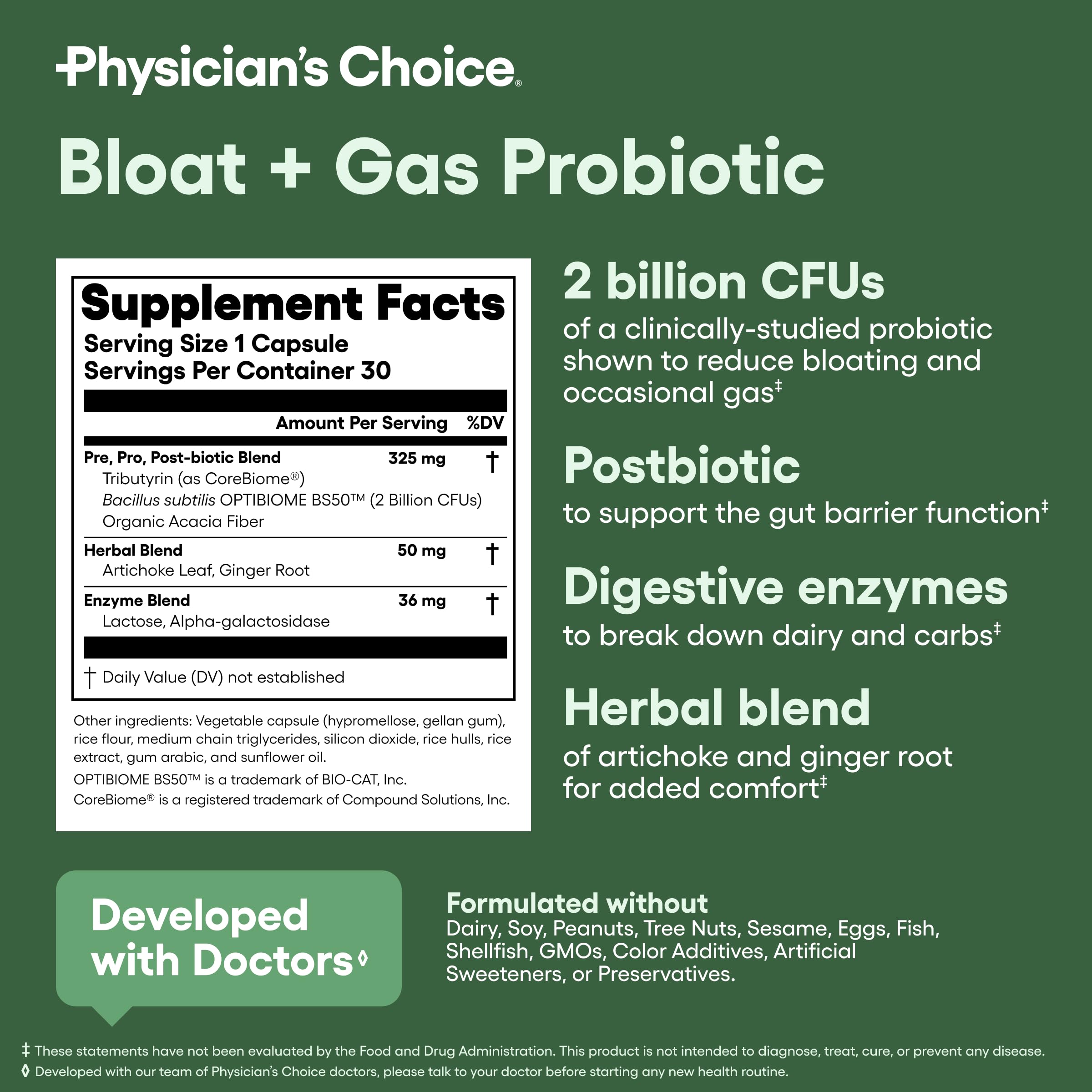 Physician's Choice Five-in-One Bloat Probiotic Support

