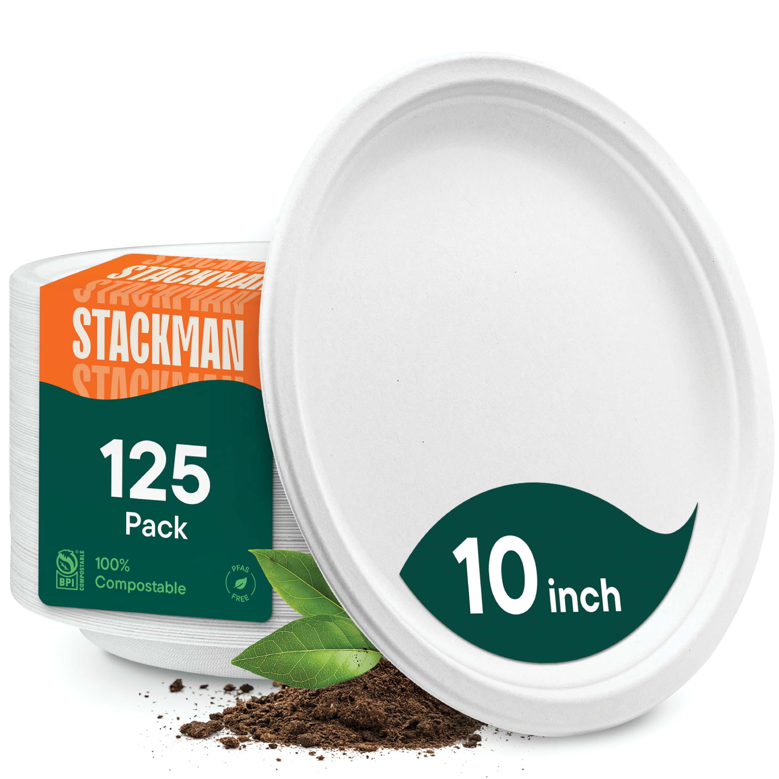 Stack Man Compostable Plates – Heavy-Duty Disposable

