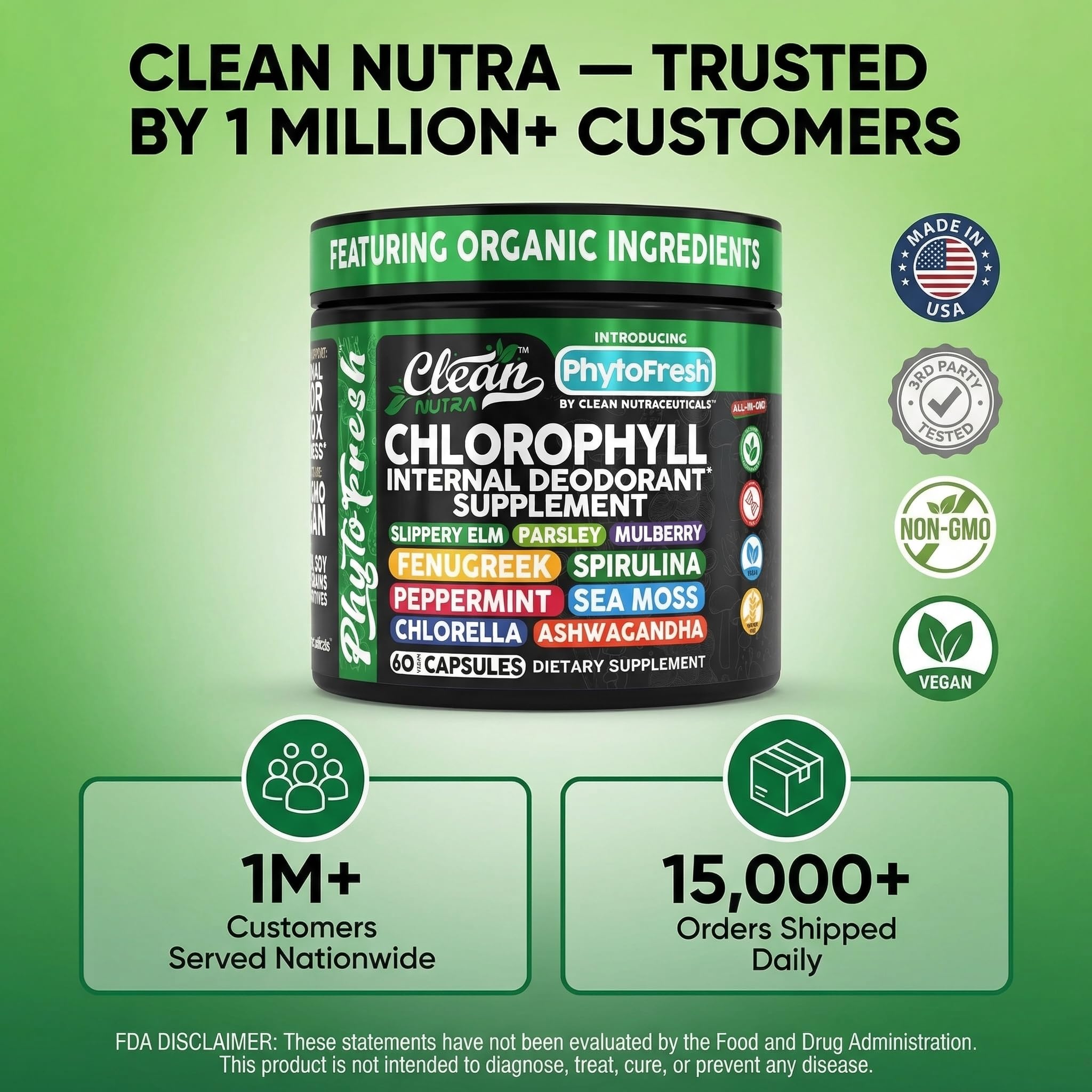 PhytoFresh Chlorophyll Capsules for Greens Detox

