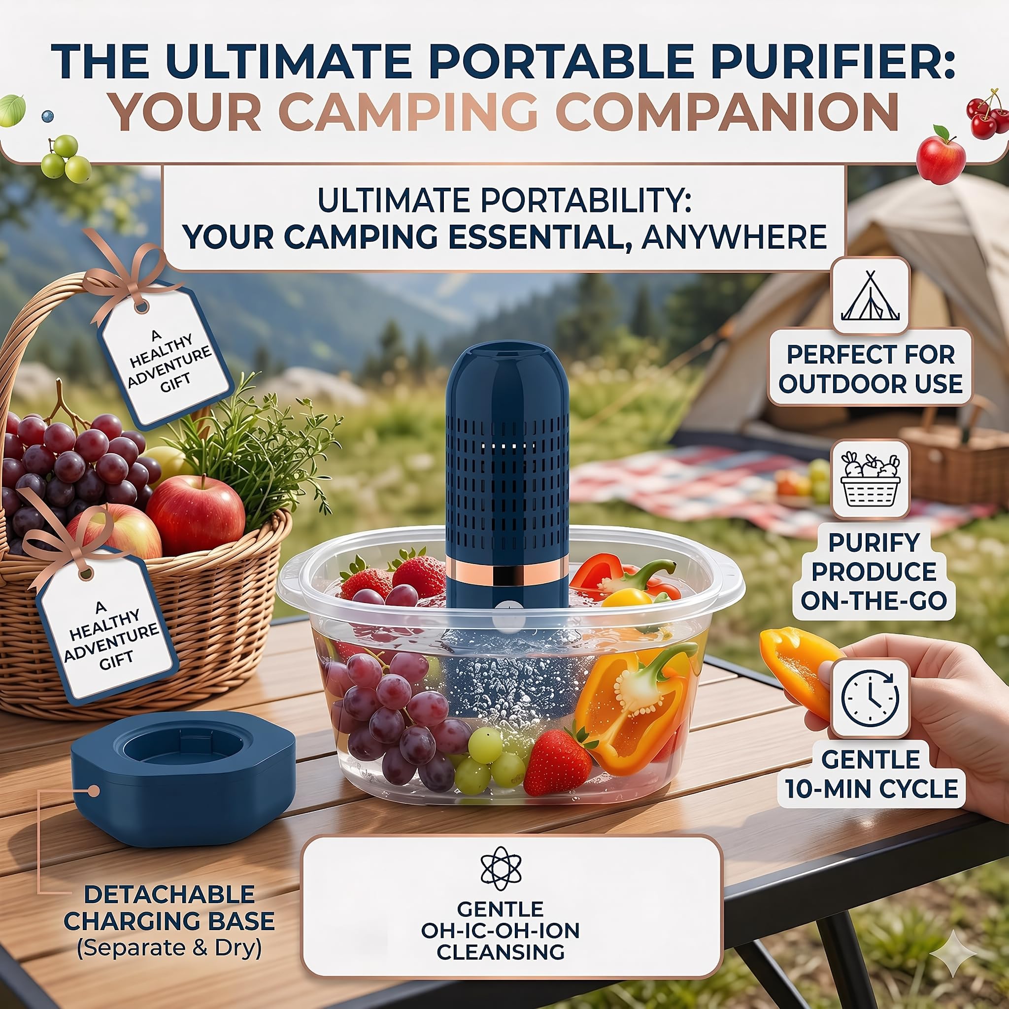 OH-ION Produce Washer — Wireless IPX7 Waterproof

