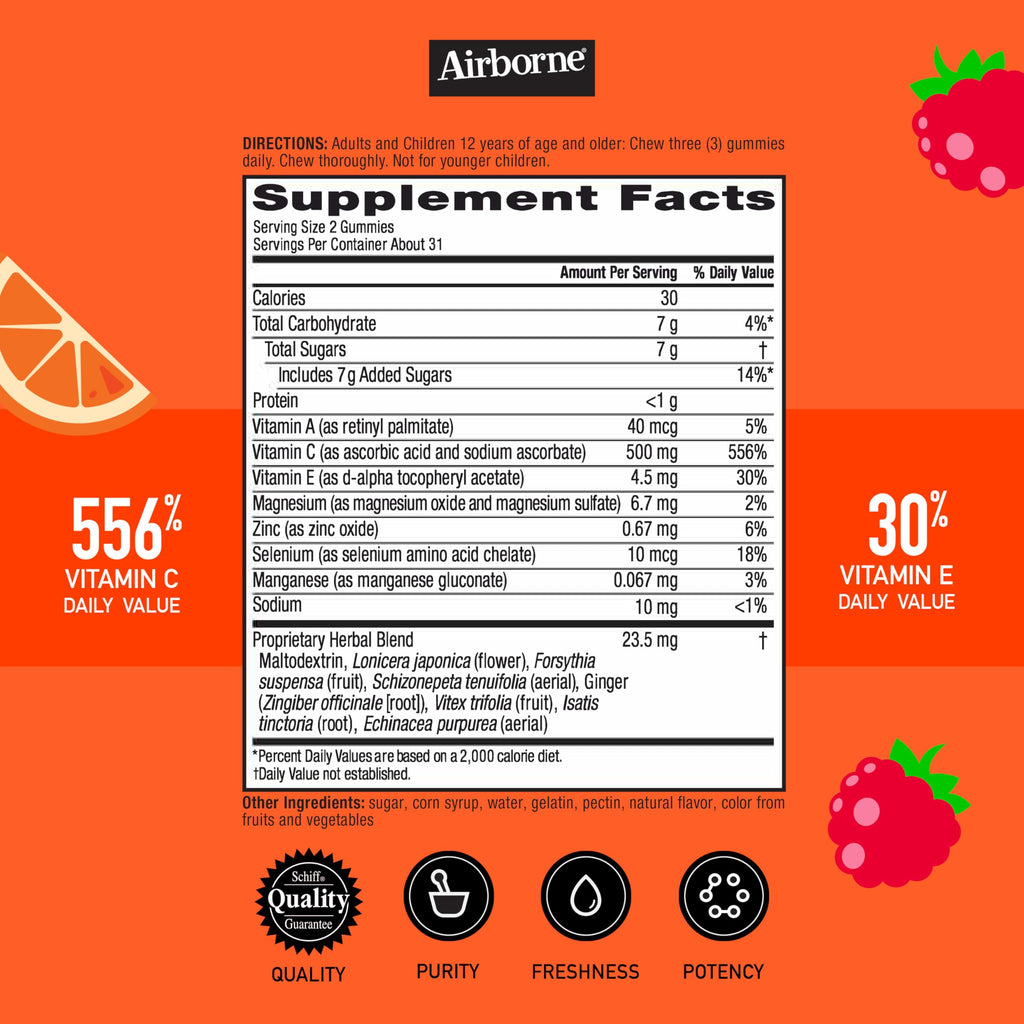 Airborne Kids Immune Support Gummies - Vitamin C & E


