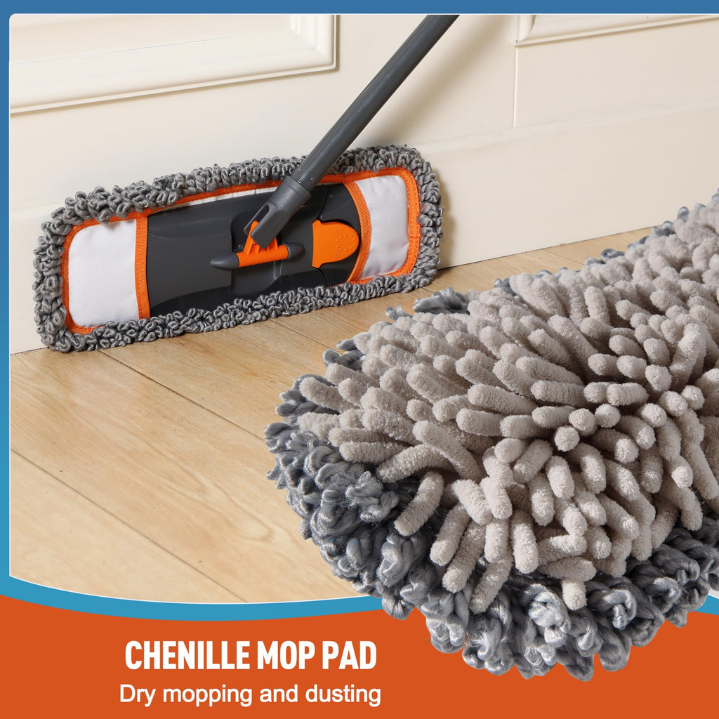 CLEANHOME Dust Mop with Washable Pads - Rotating Head

