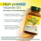 MegaFood Vitamin D3 5000 IU with K2 – Vegetarian Supplement

