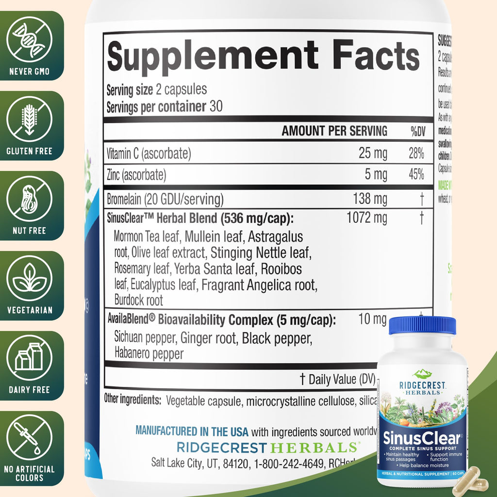 RidgeCrest SinusClear Herbal Sinus Support

