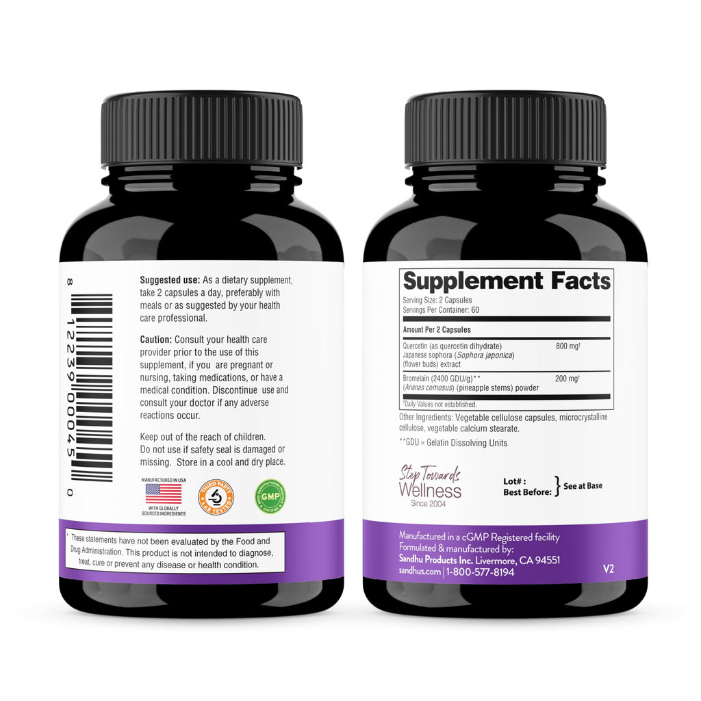 Quercetin with Bromelain Capsules for Immune Support

