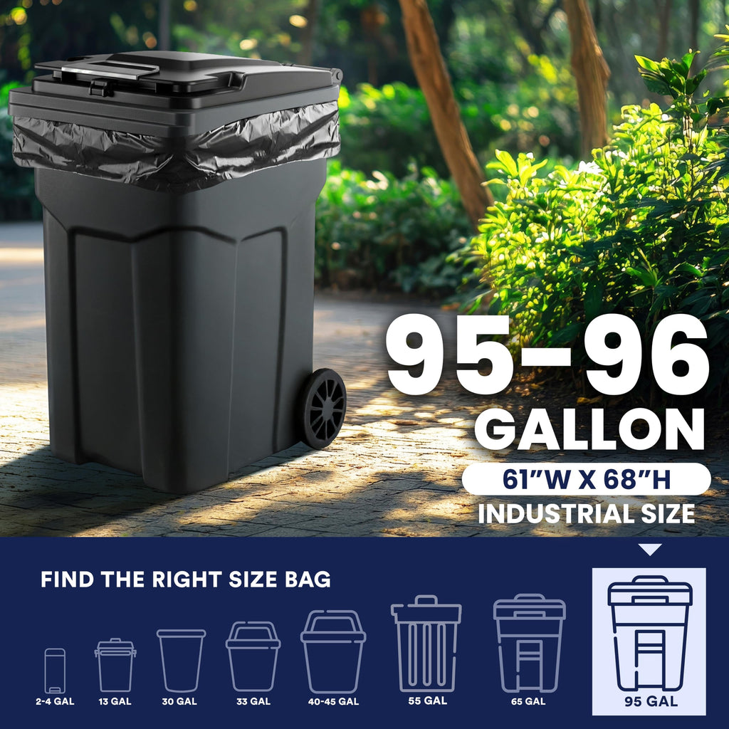 Plasticplace Trash Bags 95-96 Gallon Heavy-Duty 1.5 Mil

