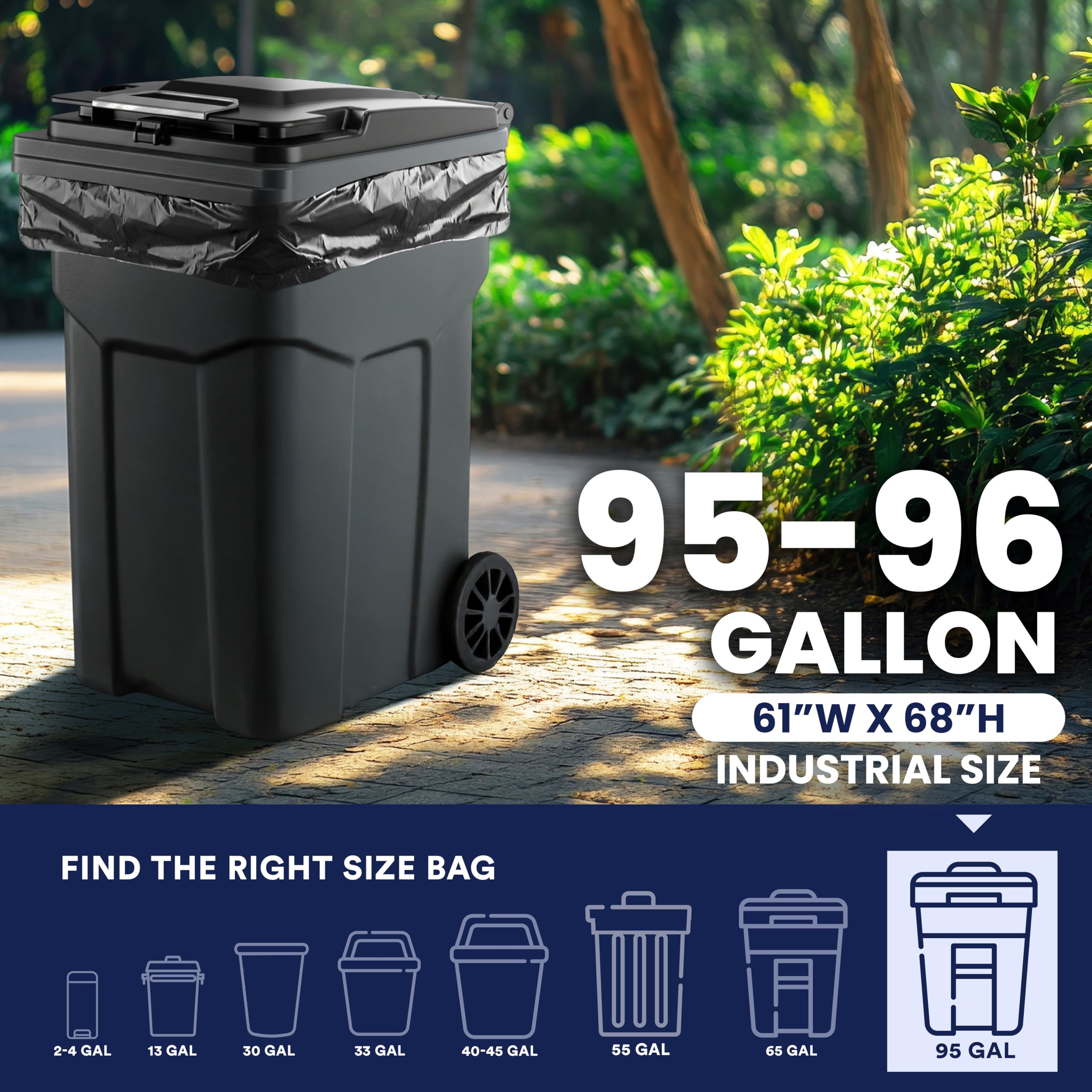 Plasticplace Trash Bags 95-96 Gallon Heavy-Duty 1.5 Mil

