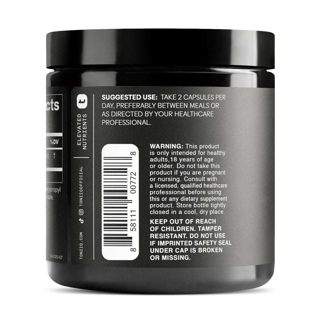 Toniiq Alpha Lipoic Acid Capsules — Ultra High Purity

