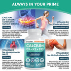 Calcium Supplement 4-in-1 with D3 K2 | Vegan Gluten-Free

