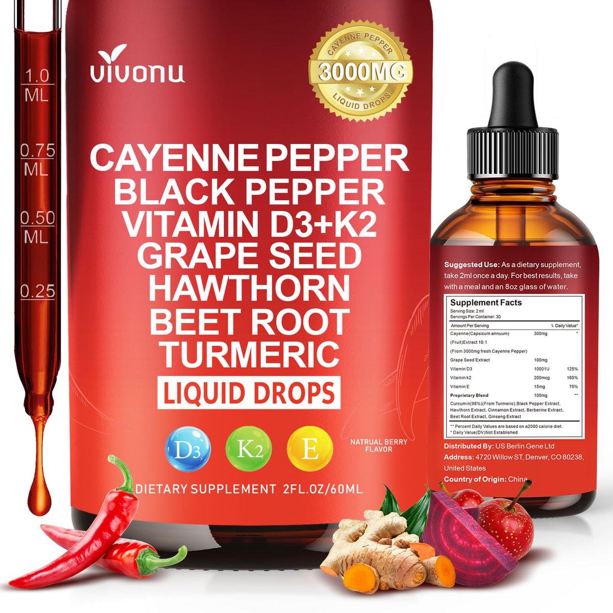 VivoNu Cayenne Pepper Gel Capsules for Daily Wellness