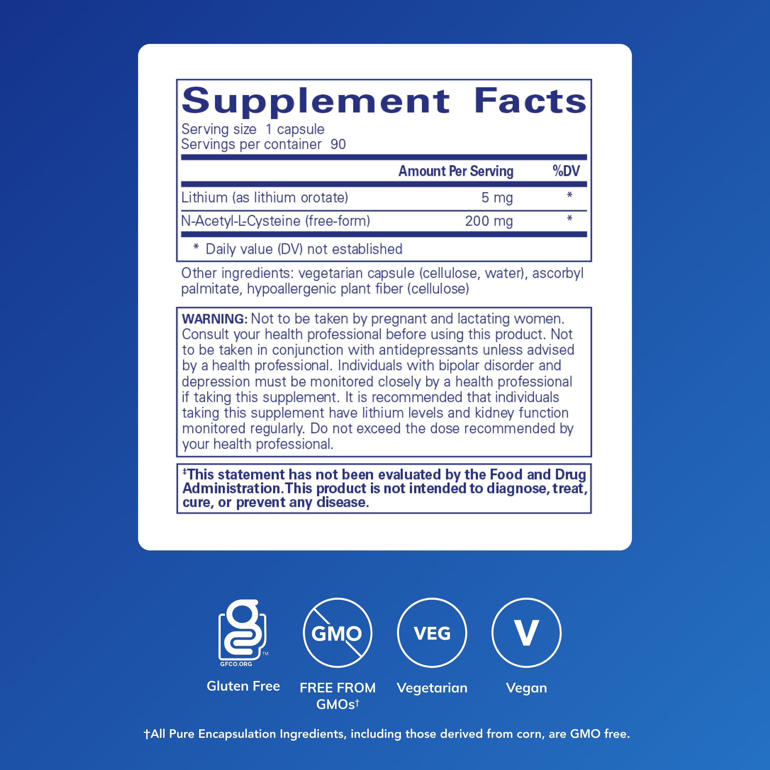 Pure Encapsulations Lithium Orotate Brain Support with NAC

