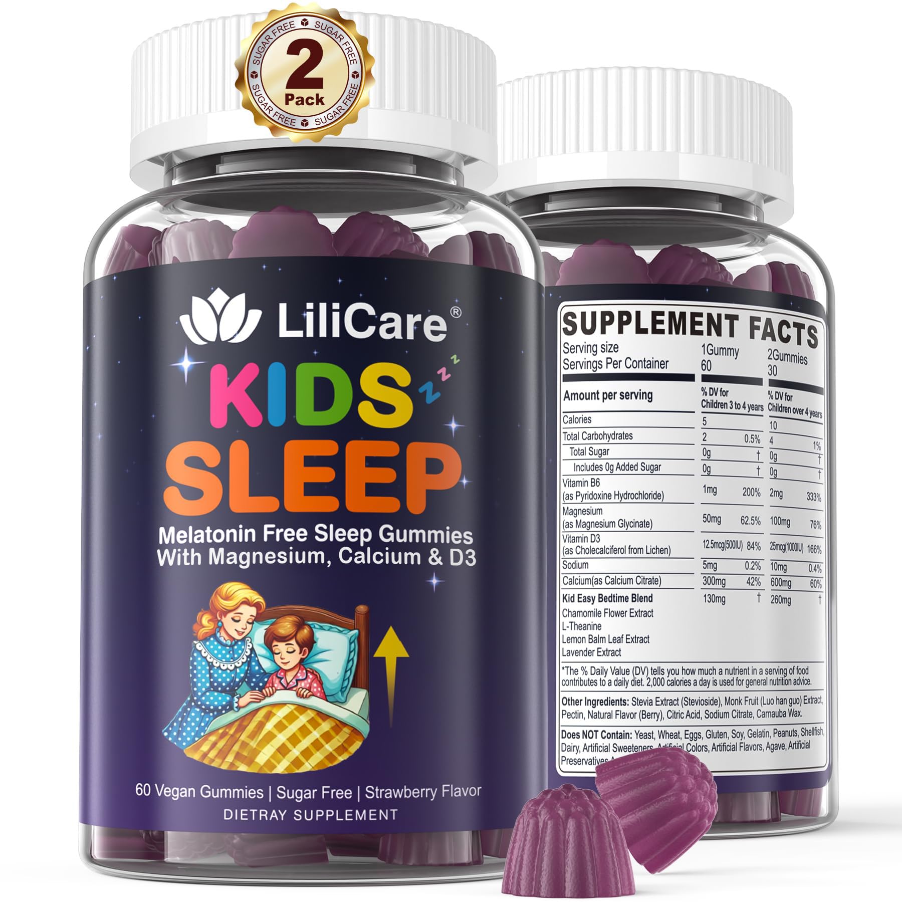 LILICARE Kids Sleep Gummies Melatonin-Free Sleep Aid

