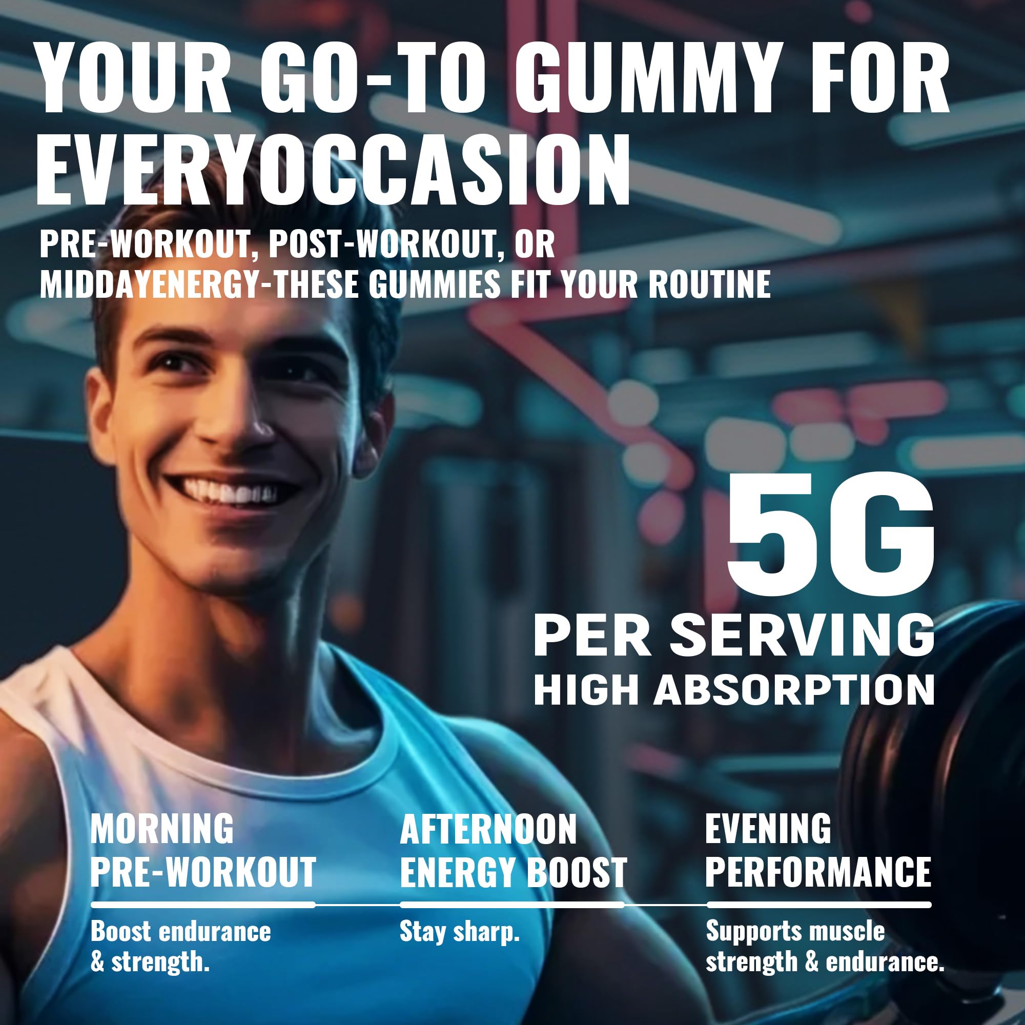 Creatine Monohydrate Gummies | Natures Aid 5g – Pre-Workout

