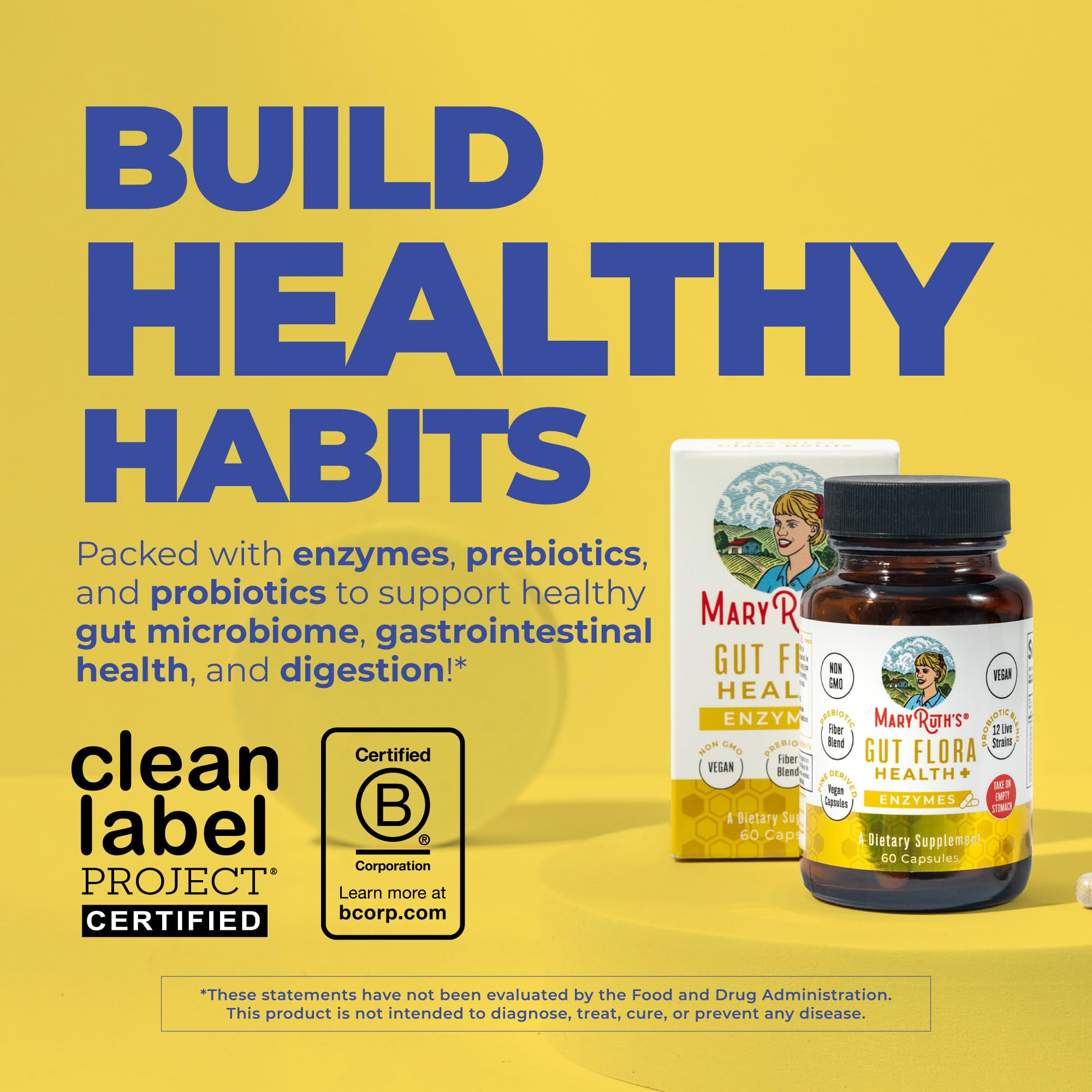MaryRuth's Gut Flora Health+ Enzymes - Digestive Probiotic

