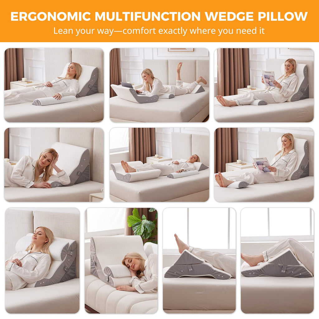 Ruqmuis Wedge Pillow Set for Back Support

