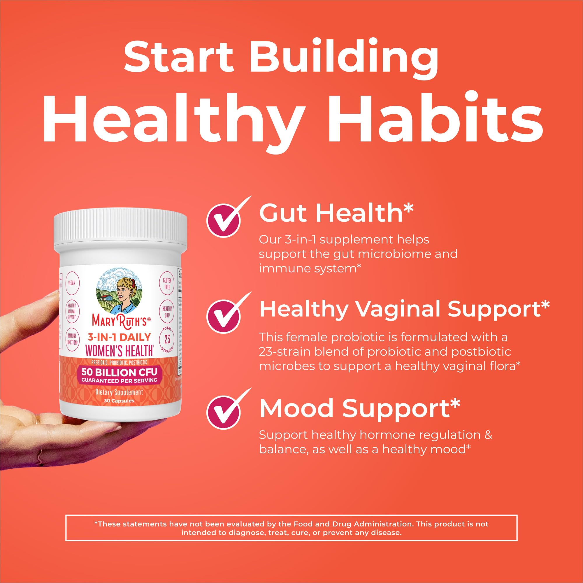 Probiotics for Women by MaryRuth's | 3-in-1 Postbiotics

