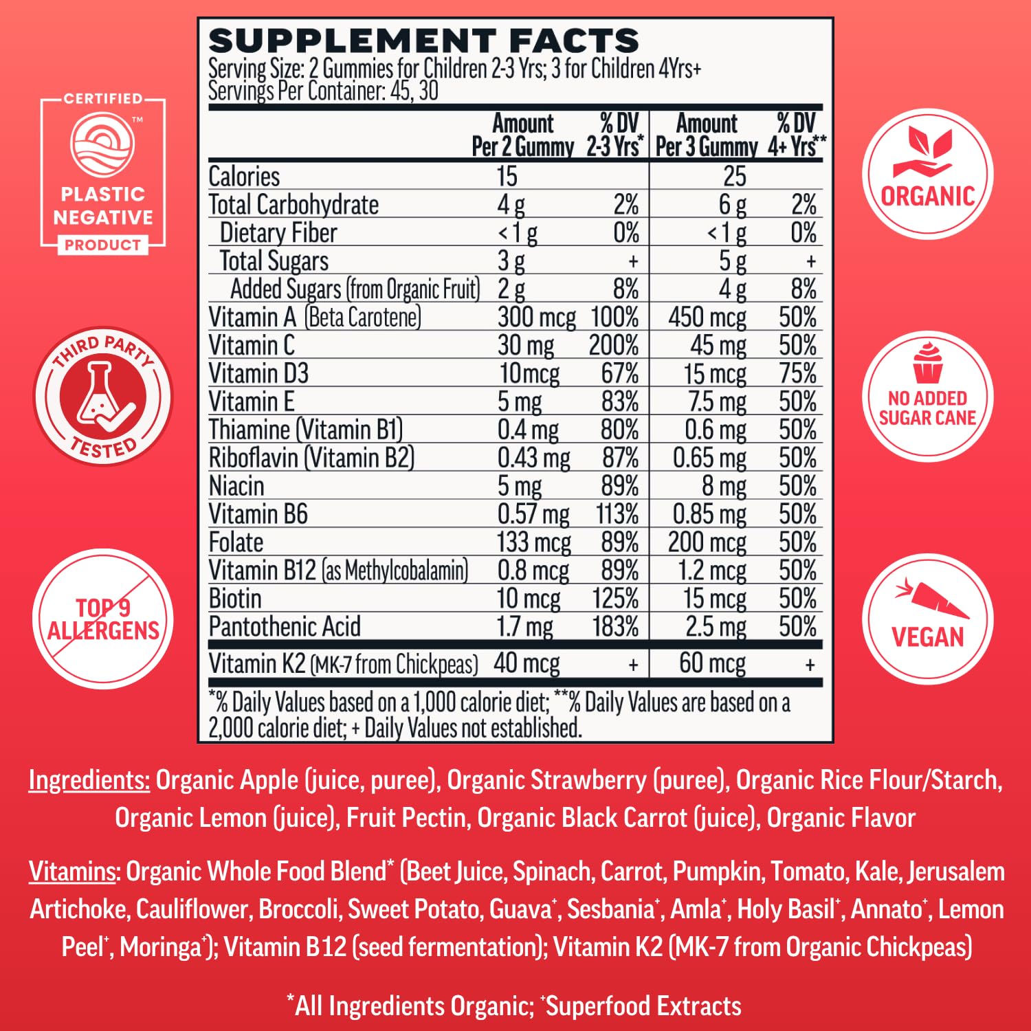Llama Naturals Kids Multivitamin Gummies - Fruit Vitamins

