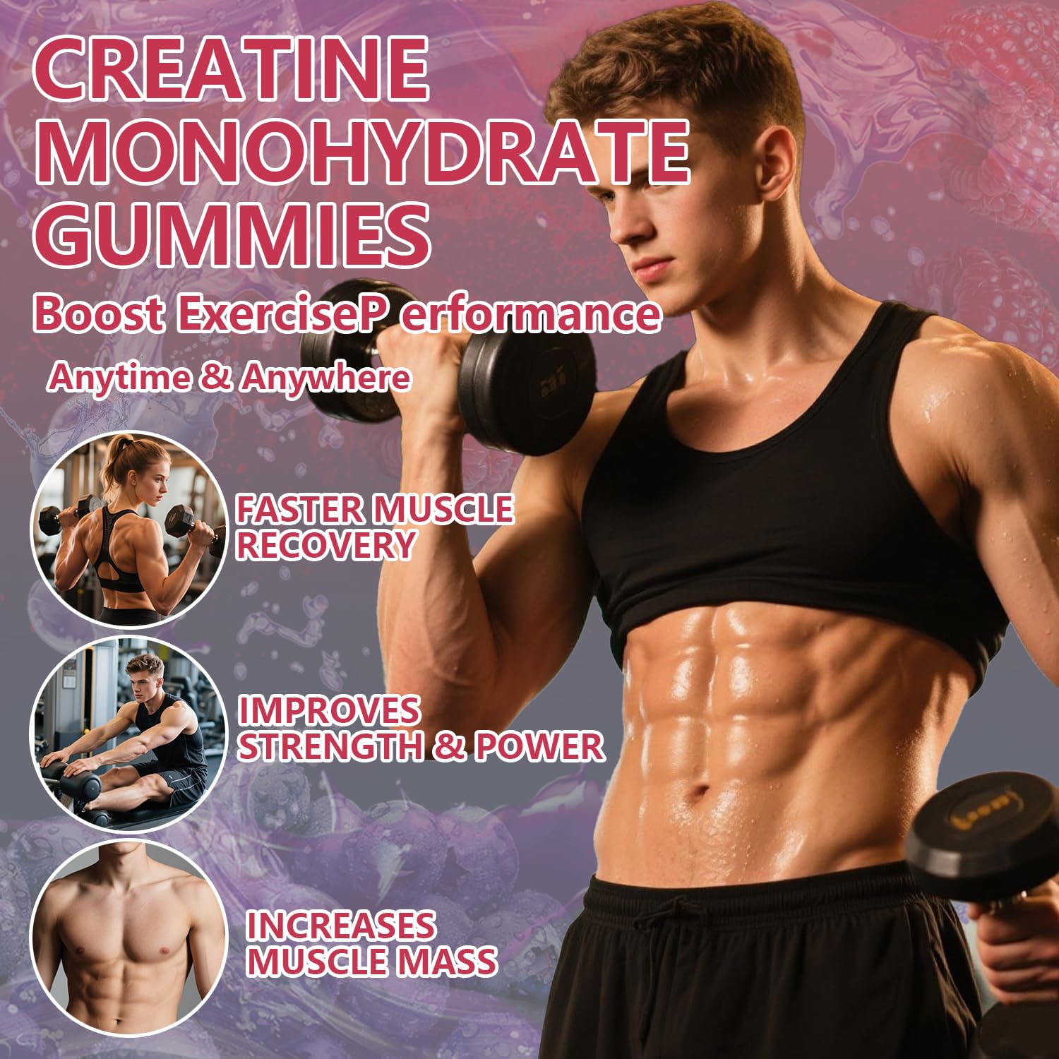 Creatine Monohydrate Gummies with Taurine & BCAA | Energy

