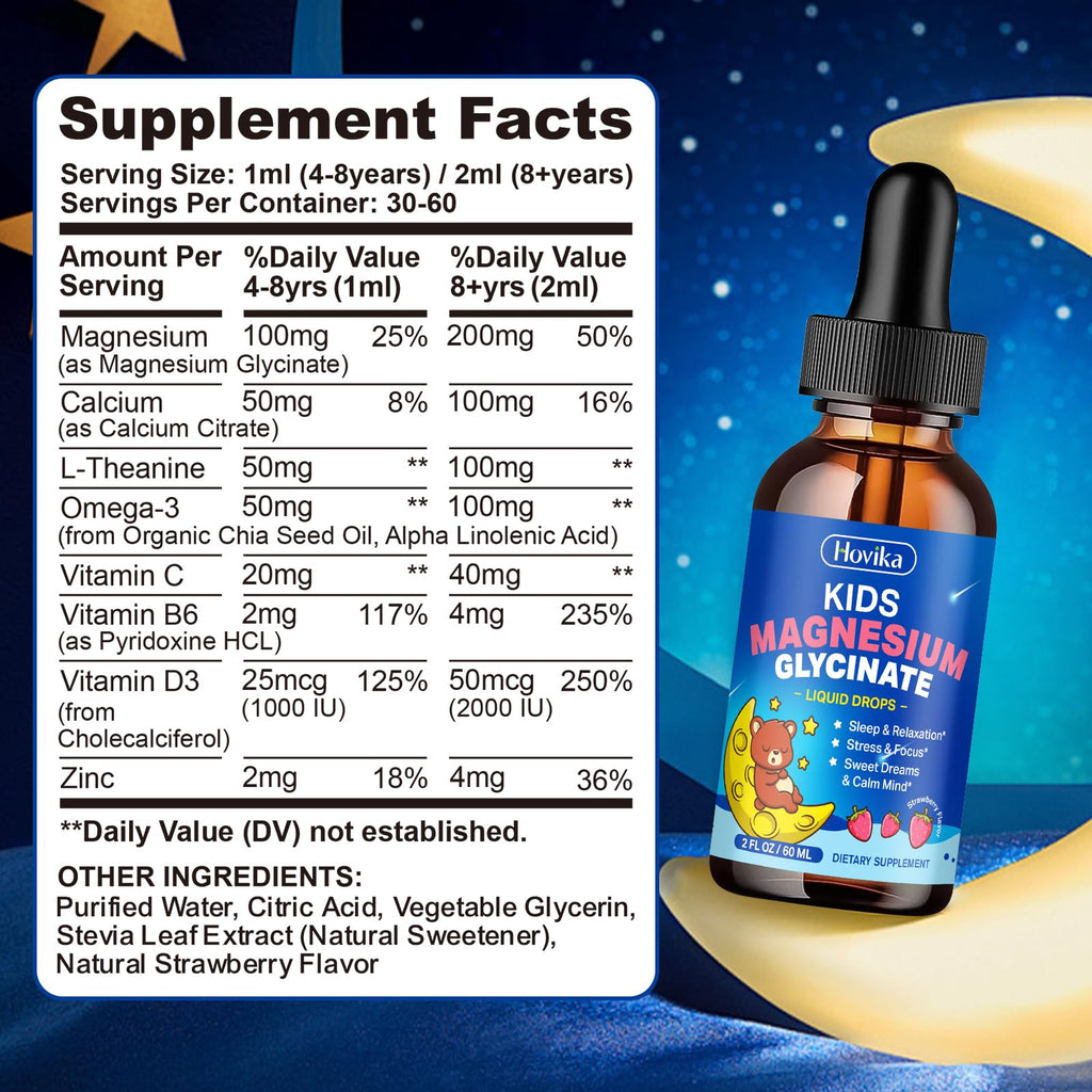 Hovika Kids Magnesium Drops Liquid with Glycinate


