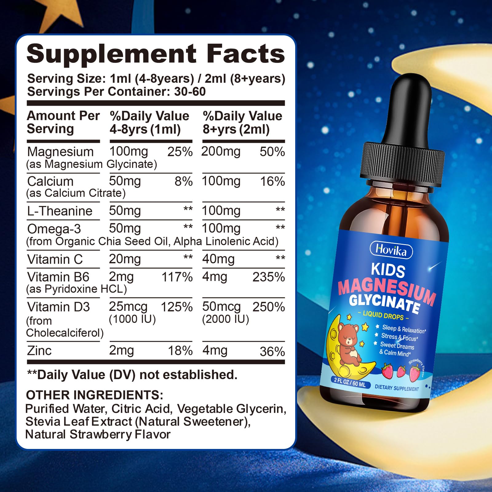 Hovika Kids Magnesium Drops Liquid with Glycinate

